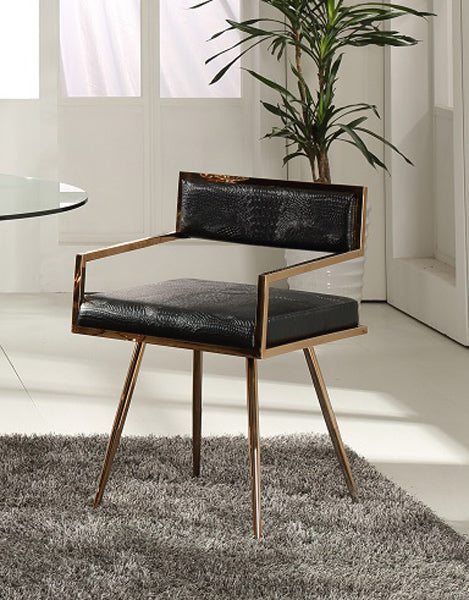 Modrest Rosario Modern Black and Rosegold Dining Chair