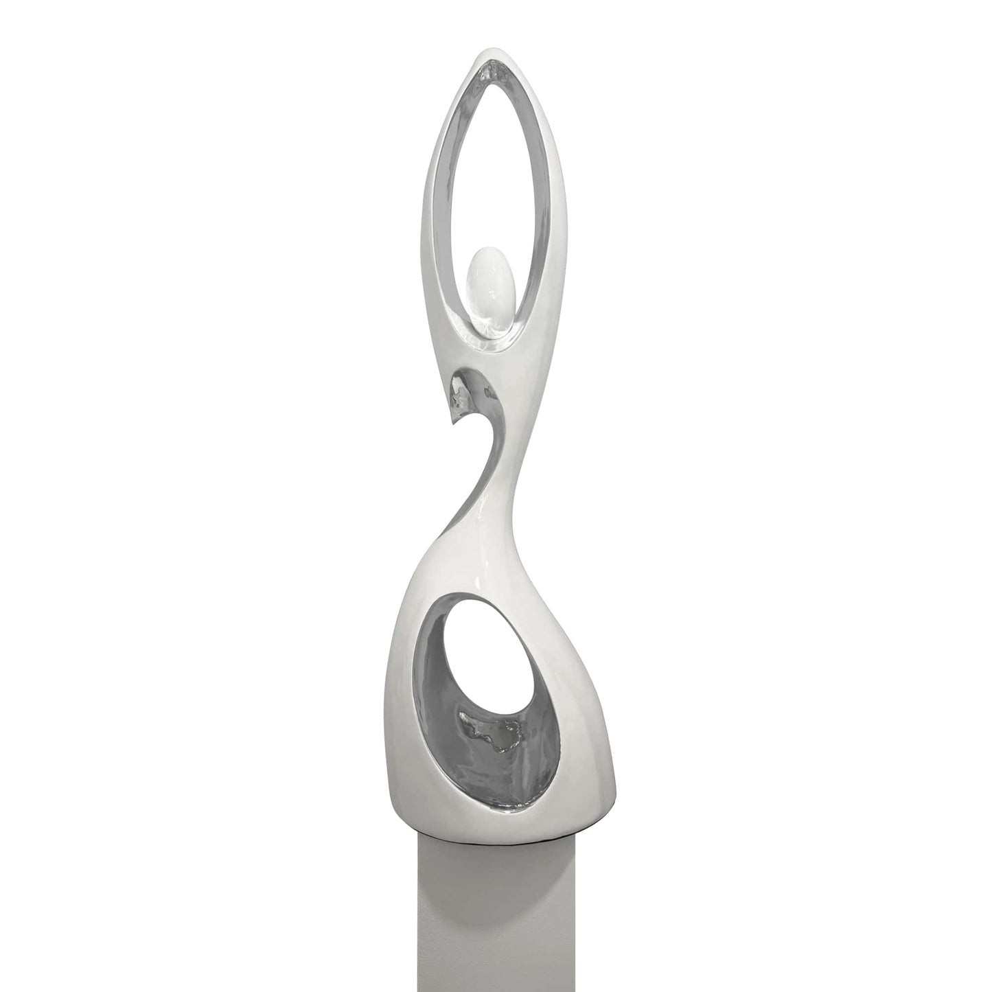 Tall Doll Floor Sculpture White and Chrome by Finesse Decor C-0619-WCHR