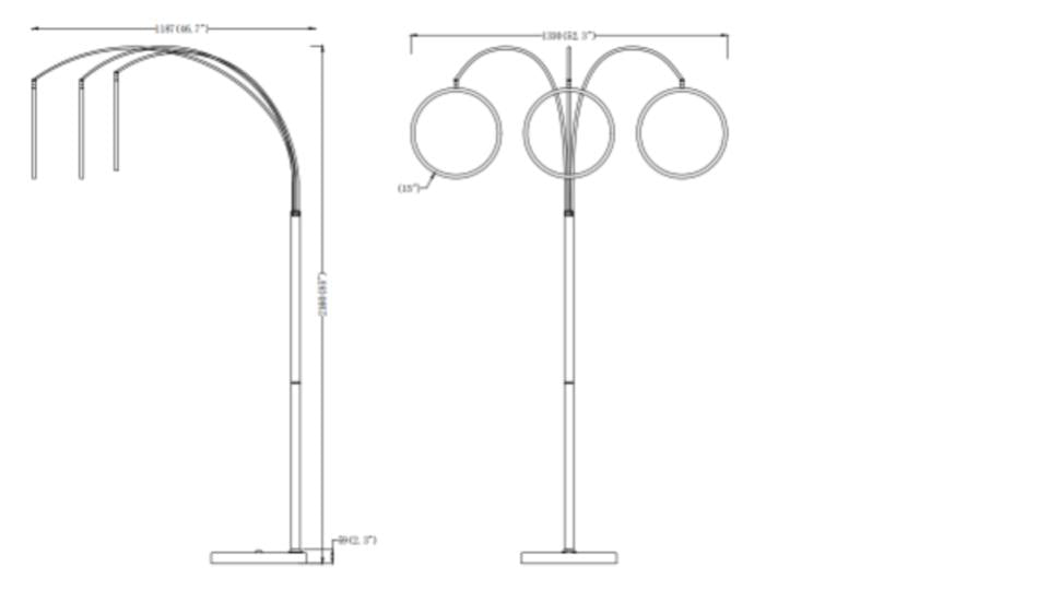 LED Three Ring Hong Kong Arc Floor lamp Chrome, Not Dimmable by Finesse Decor FL-1174