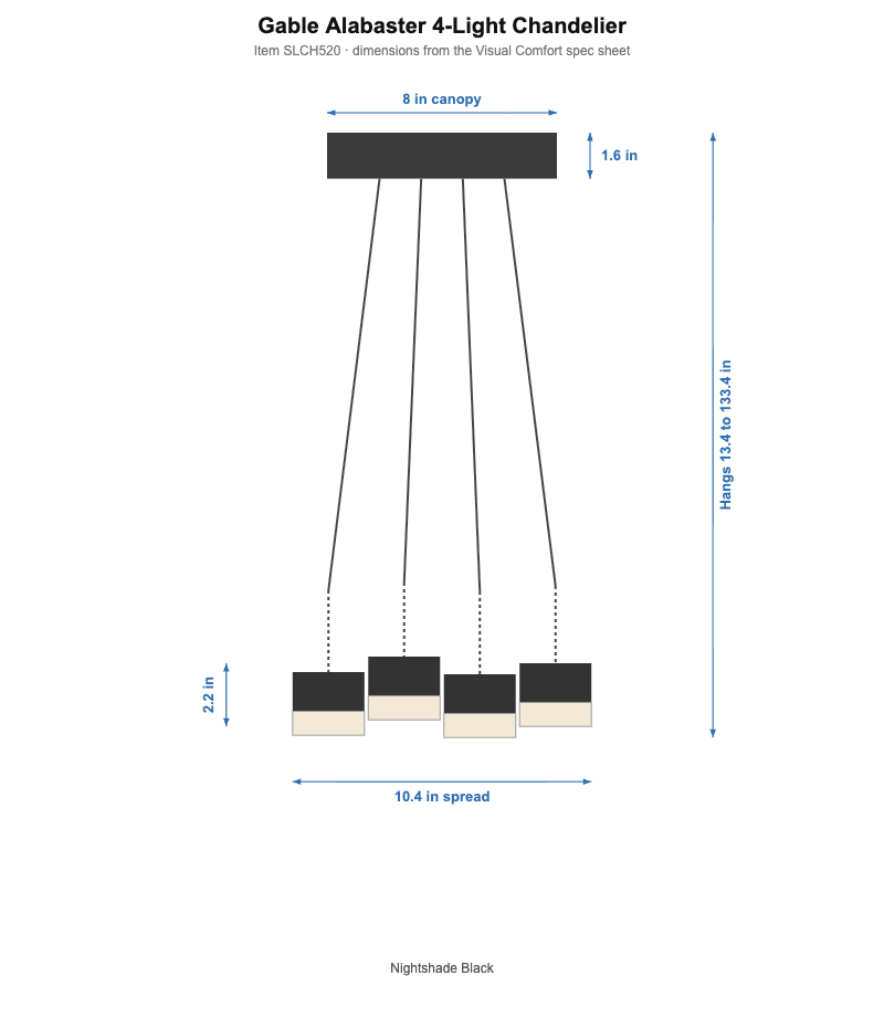 Visual Comfort Gable Alabaster 4-Light Chandelier – view 3