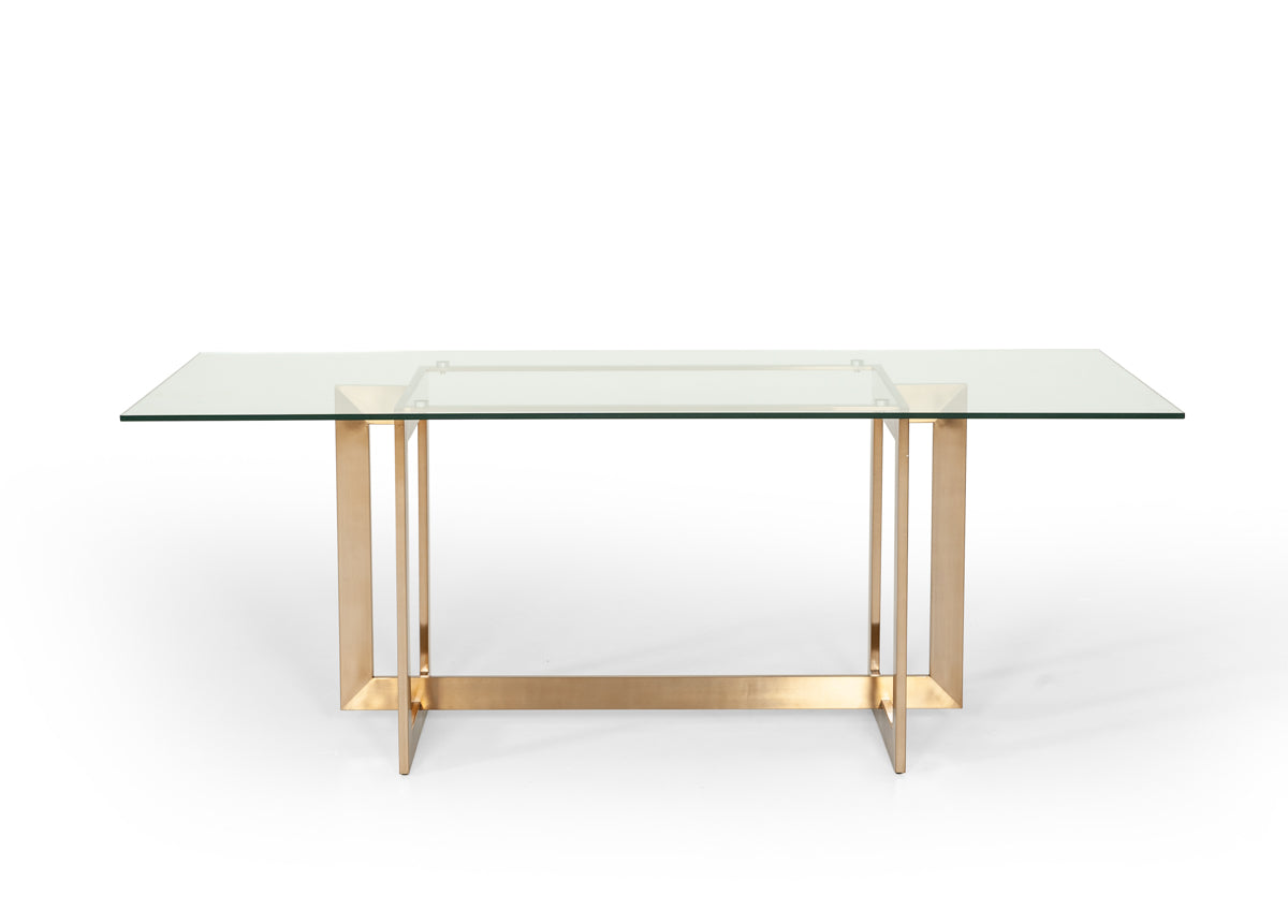 Modrest Keaton Modern Glass and Brass Dining Table