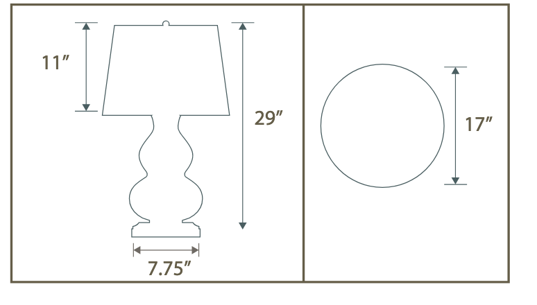 Marilyn Ivory on Black Cordless Lamp - Dimensions