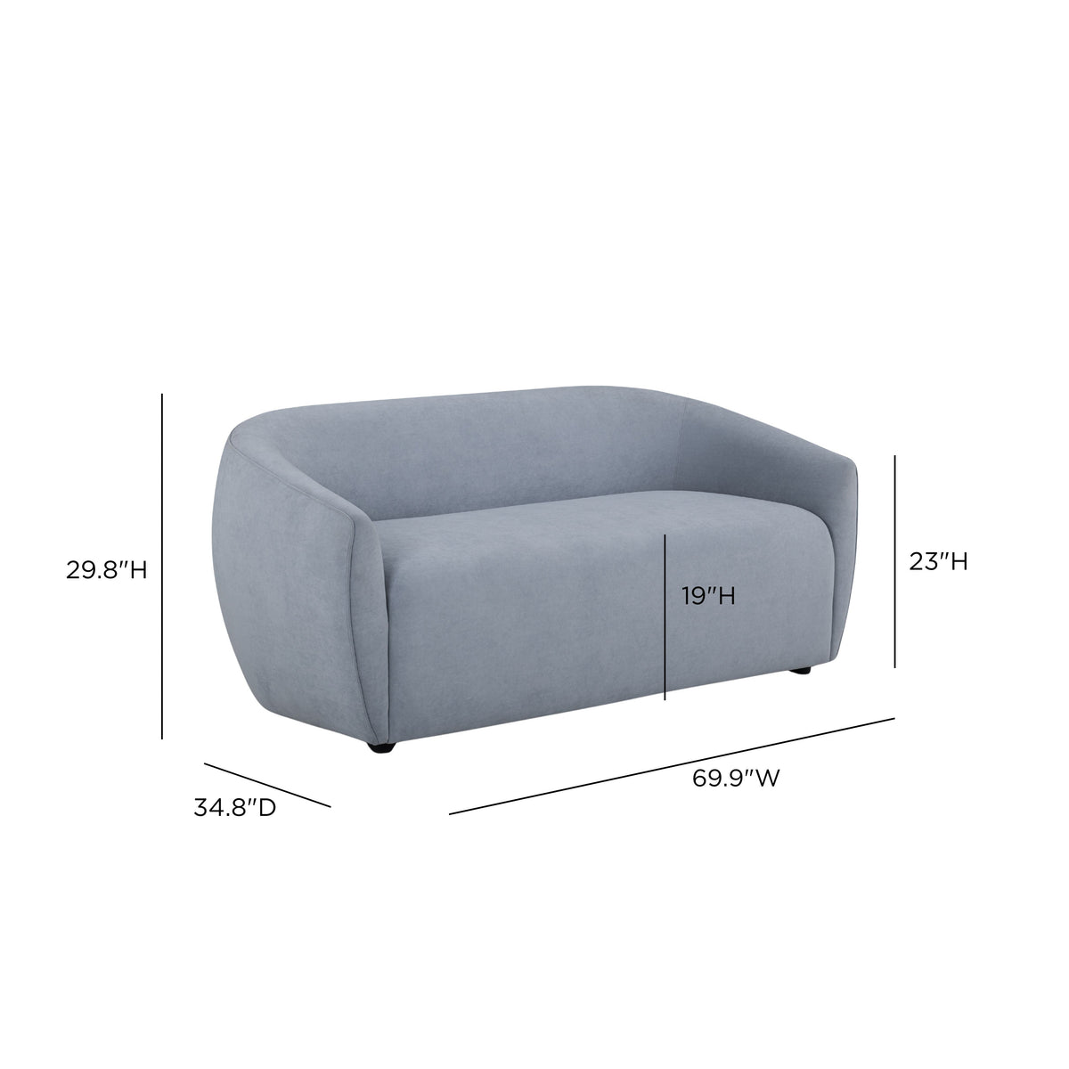 Jordan 70" Baby Blue Textured Velvet Performance Loveseat by TOV Furniture – photo 6 of 6