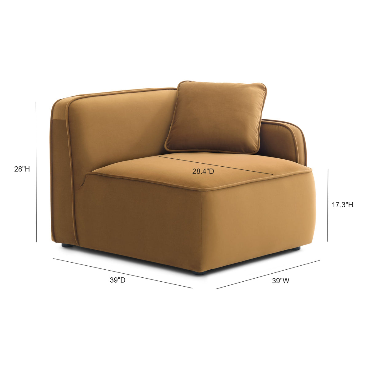 Travie Honey Performance Velvet RAF Corner Chair by TOV Furniture – photo 4 of 5