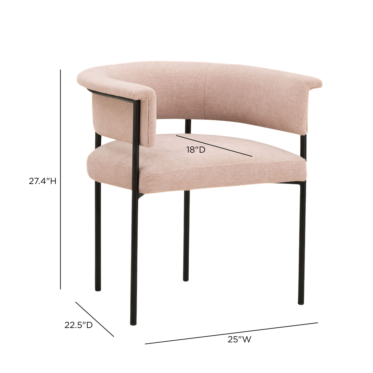 Taylor Light Pink Performance Chenille Dining Chair by TOV Furniture – photo 6 of 6