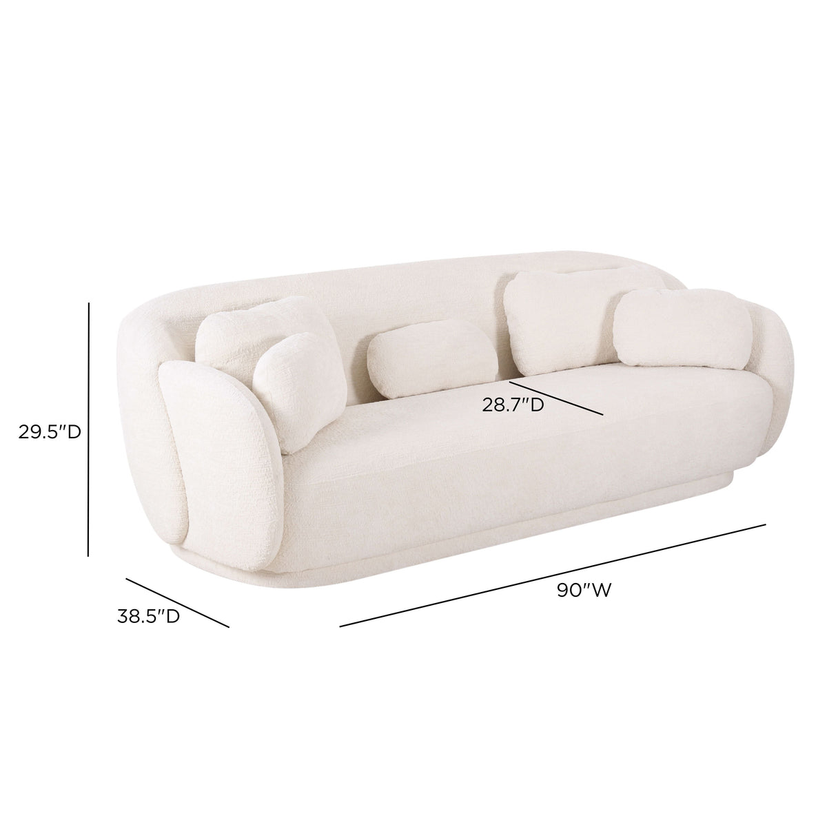 Misty 90" Cream Textured Knubby Fabric Sofa by TOV Furniture – photo 7 of 7