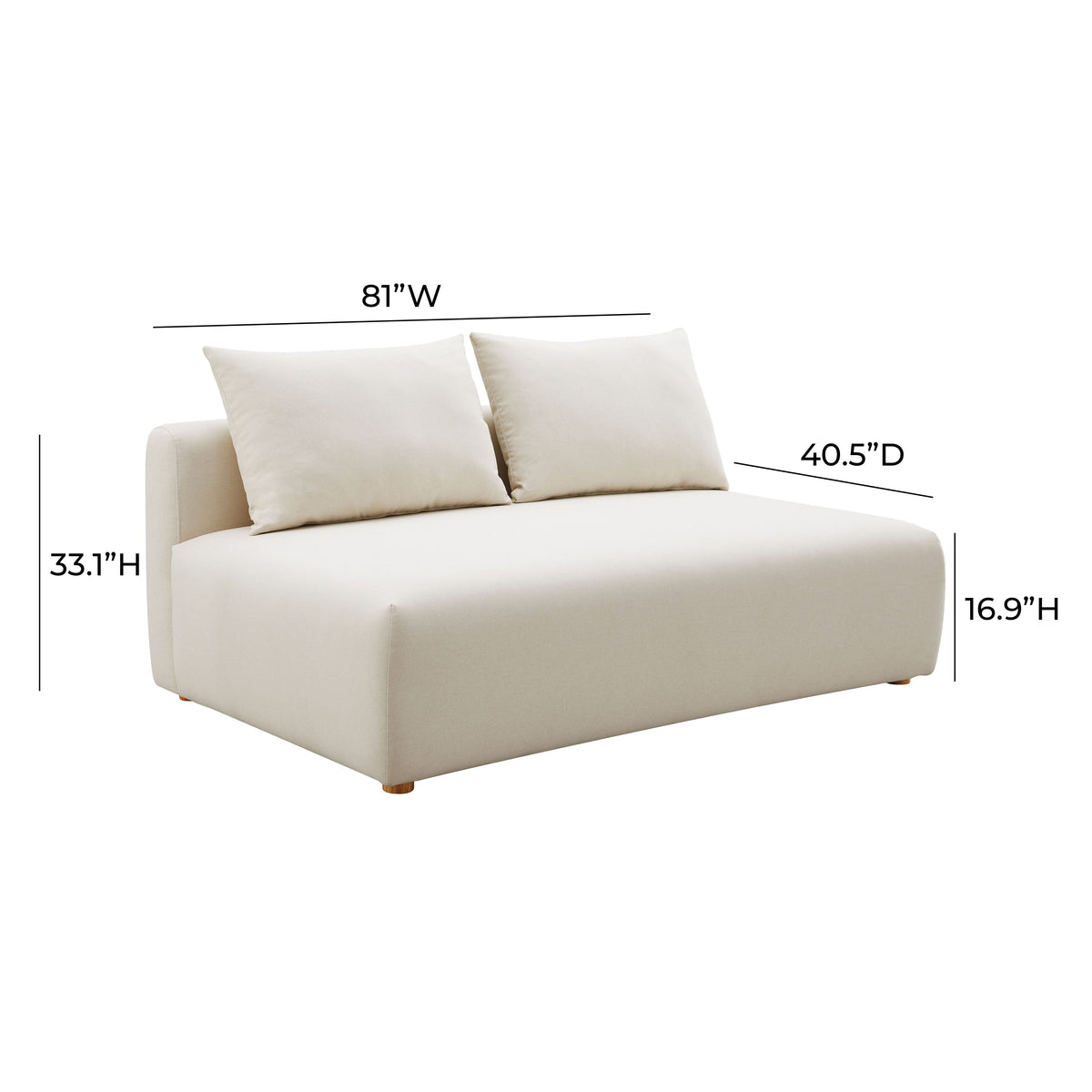 Hangover 64" Cream Performance Linen Modular Loveseat by TOV Furniture – photo 4 of 4