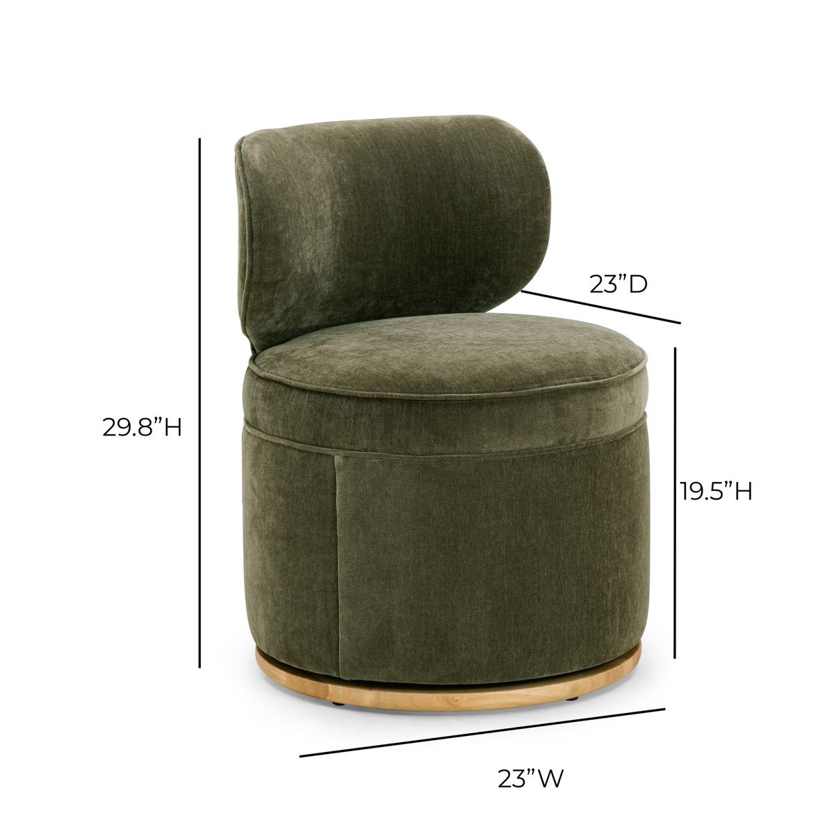 Amaya Green Upcycled Contract-Grade Chenille Swivel Desk Chair by TOV Furniture – photo 9 of 9