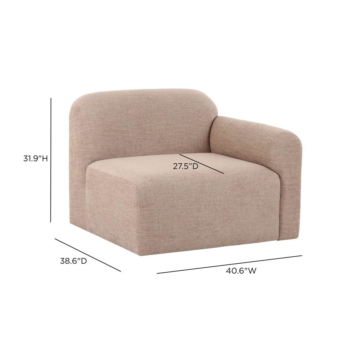 Gorge Modular Corner Chair in Tan / RAF by TOV Furniture – photo 7 of 7