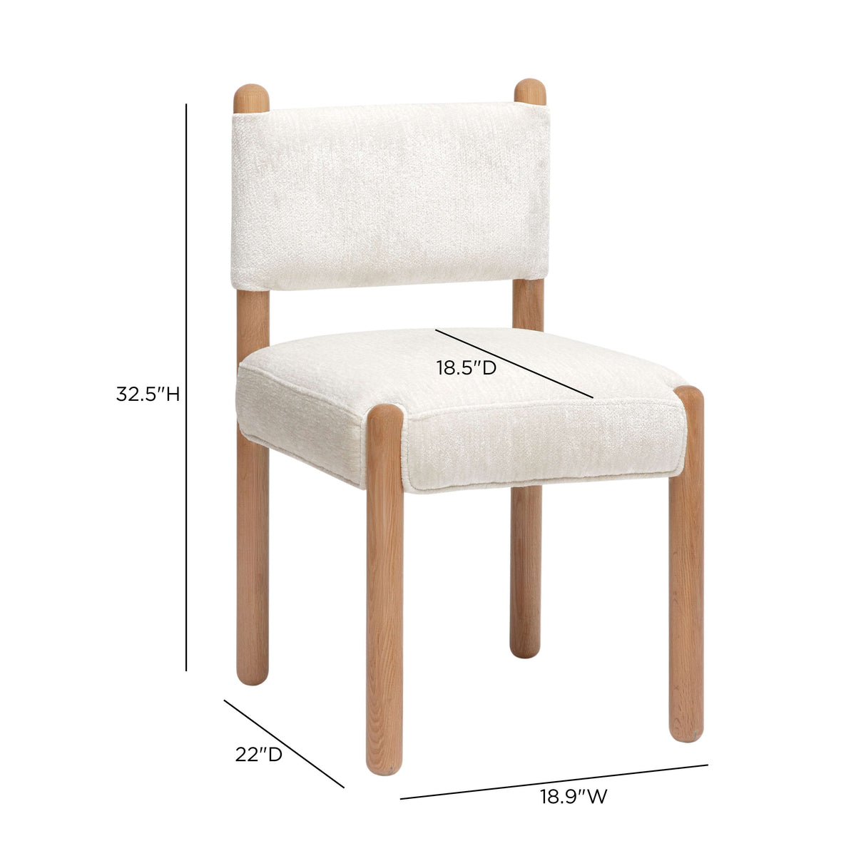 Bruno Cream Thick Performance Chenille Straight Back Dining Chair by TOV Furniture – photo 7 of 7