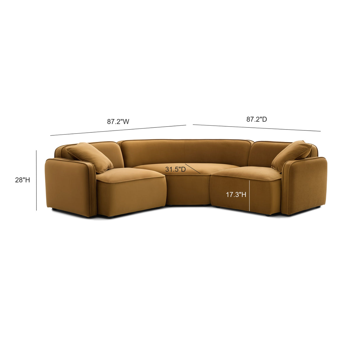 Travie Honey Performance Velvet 3-Piece Modular L-Sectional by TOV Furniture – photo 5 of 5