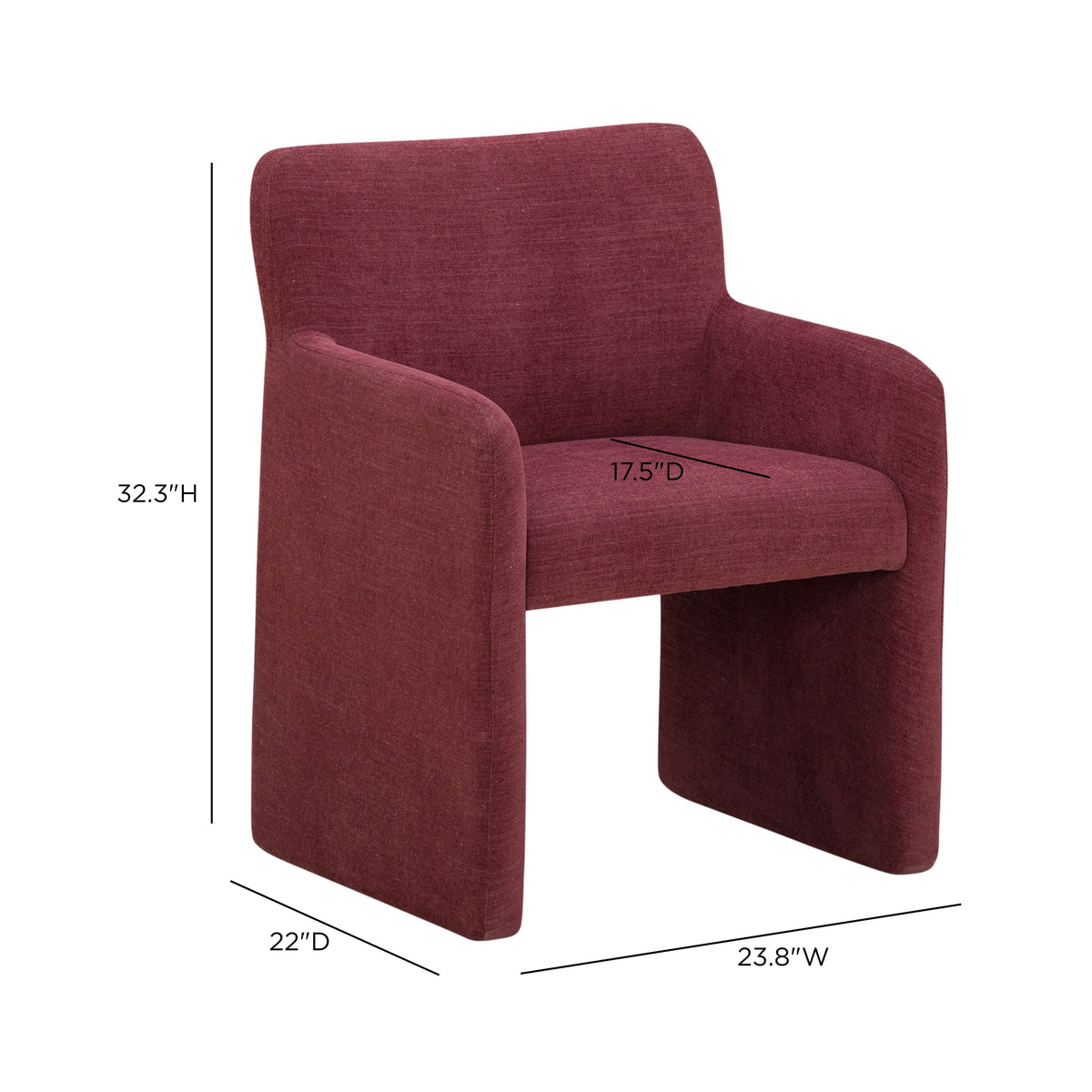 Crawley Performance Linen Chenille Dining Chair in Wine by TOV Furniture – photo 7 of 7