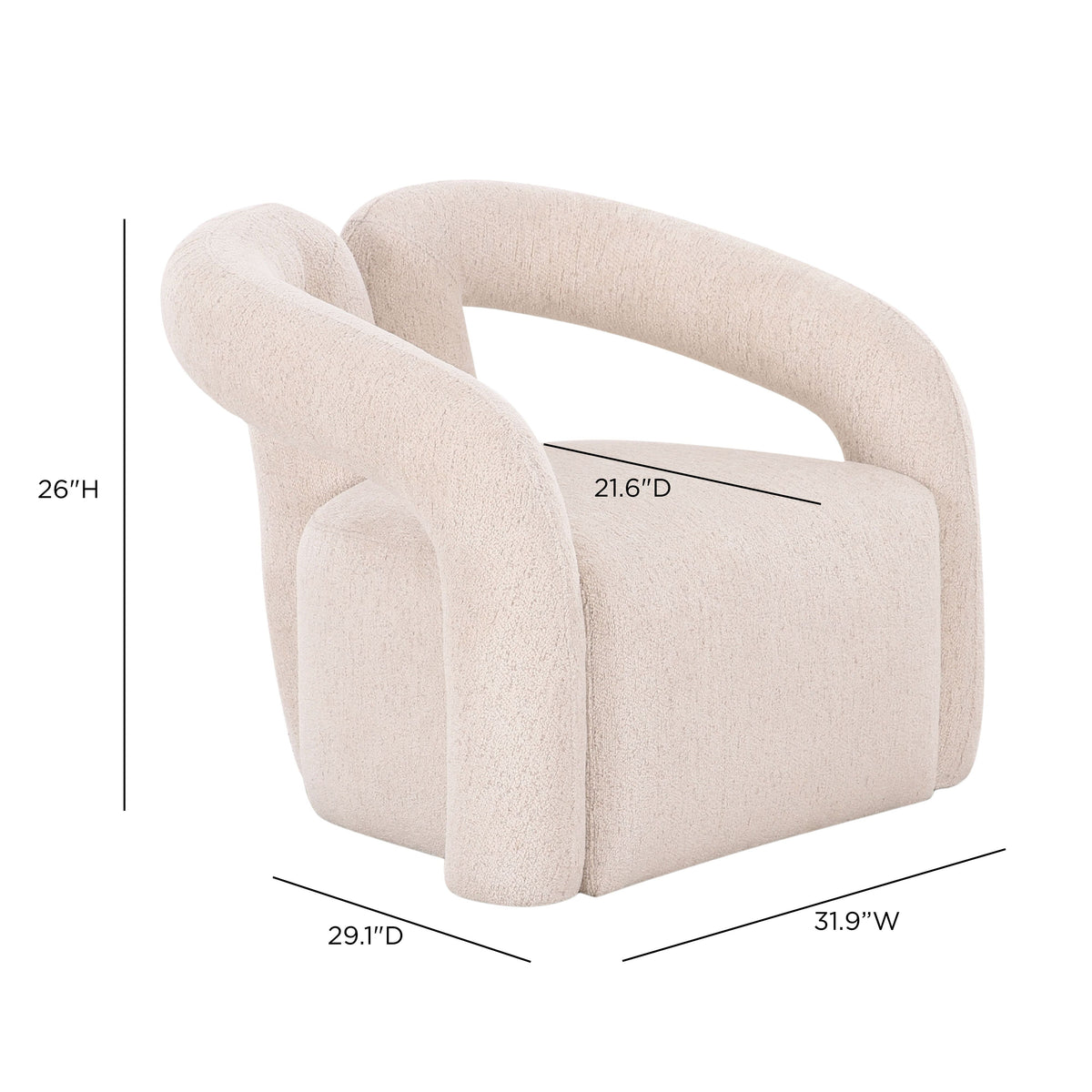 Jenn Cream Performance Boucle Accent Chair by TOV Furniture – photo 8 of 8