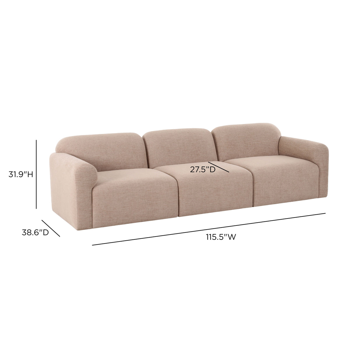 Gorge 116" Tan Performance Sofa by TOV Furniture – photo 5 of 5