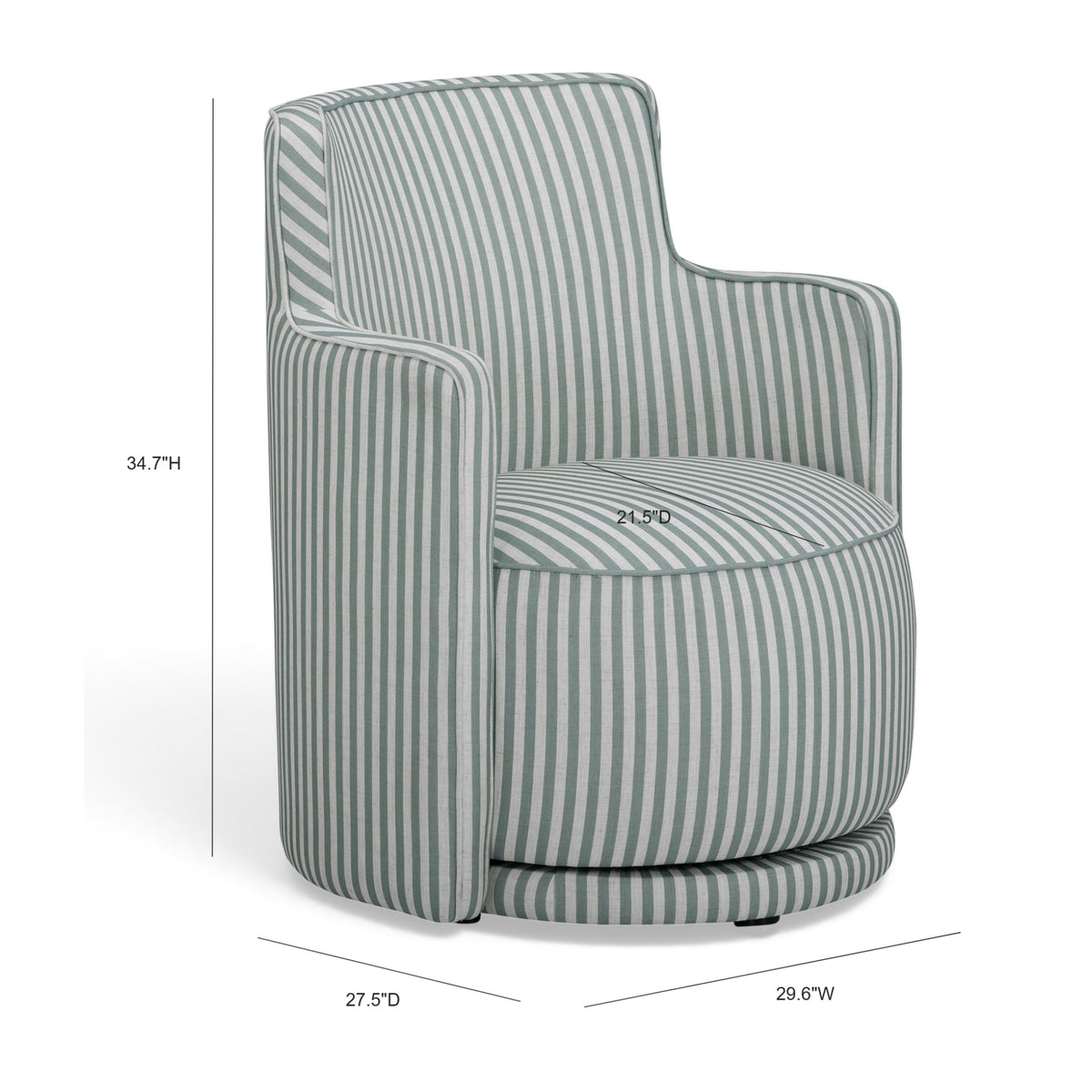 Passe Green Striped Performance Linen Swivel Chair by TOV Furniture – photo 7 of 7
