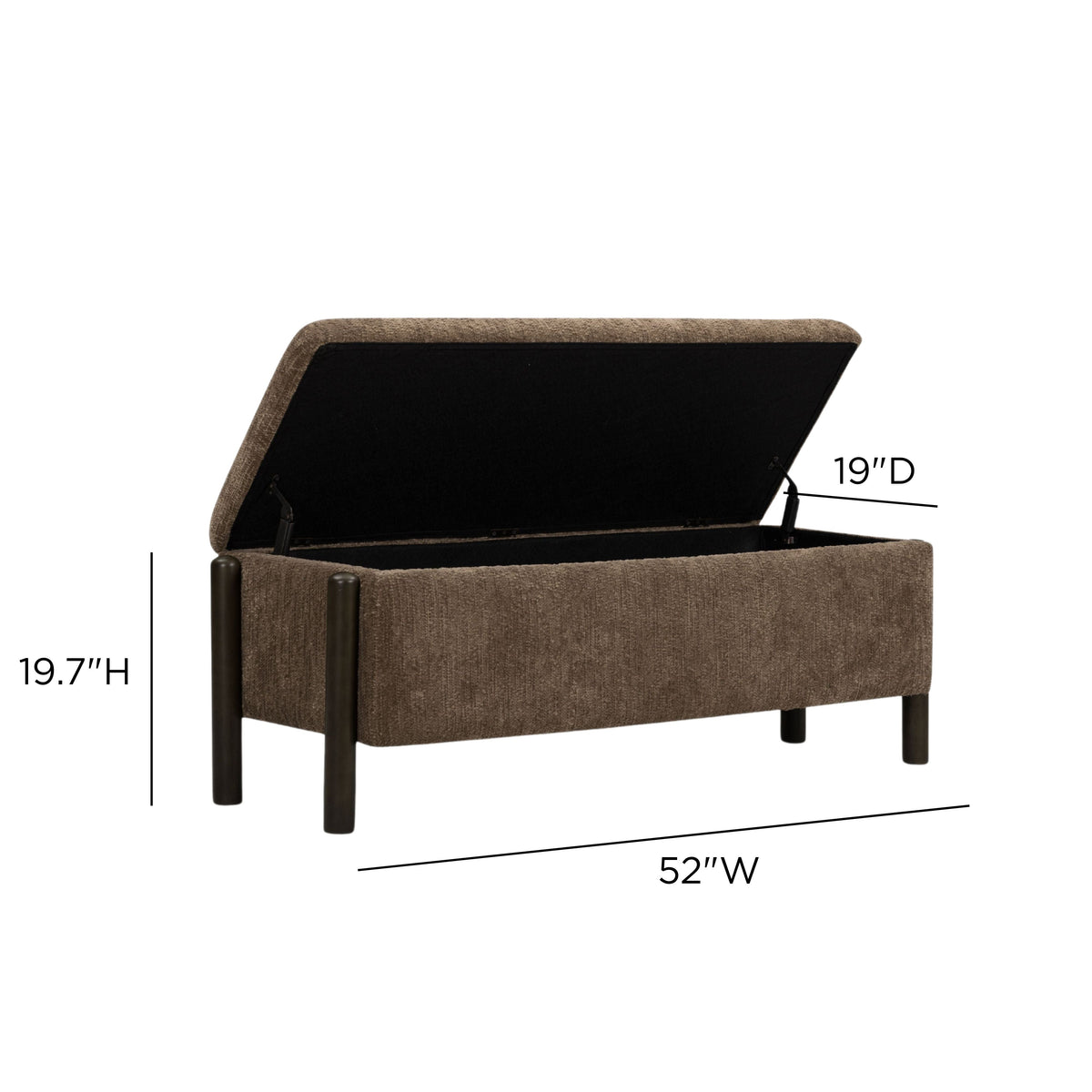 Abby 52" Brown Nubby Fabric Storage Bench by TOV Furniture – photo 9 of 9
