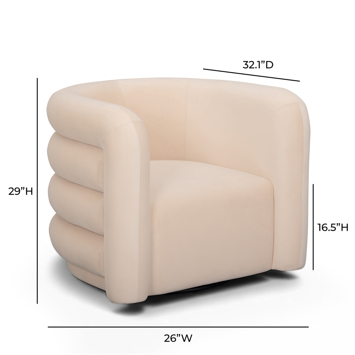 Curves Peach Velvet Swivel Accent Chair by TOV Furniture – photo 8 of 8