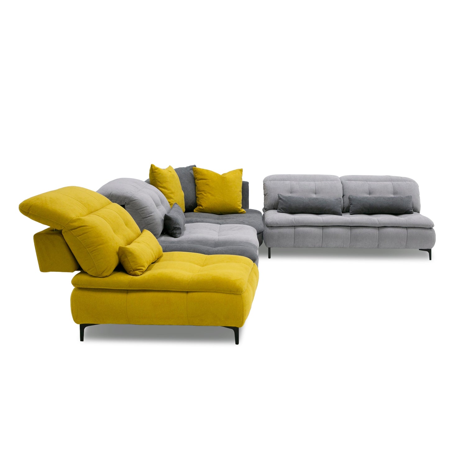 David Ferrari Mikado Italian Modern Grey and Yellow Fabric Modular Sectional Sofa