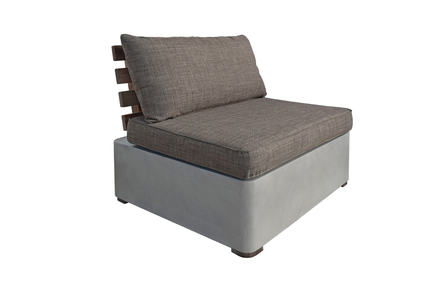 Renava Garza Outdoor Concrete and Teak Modular Sofa