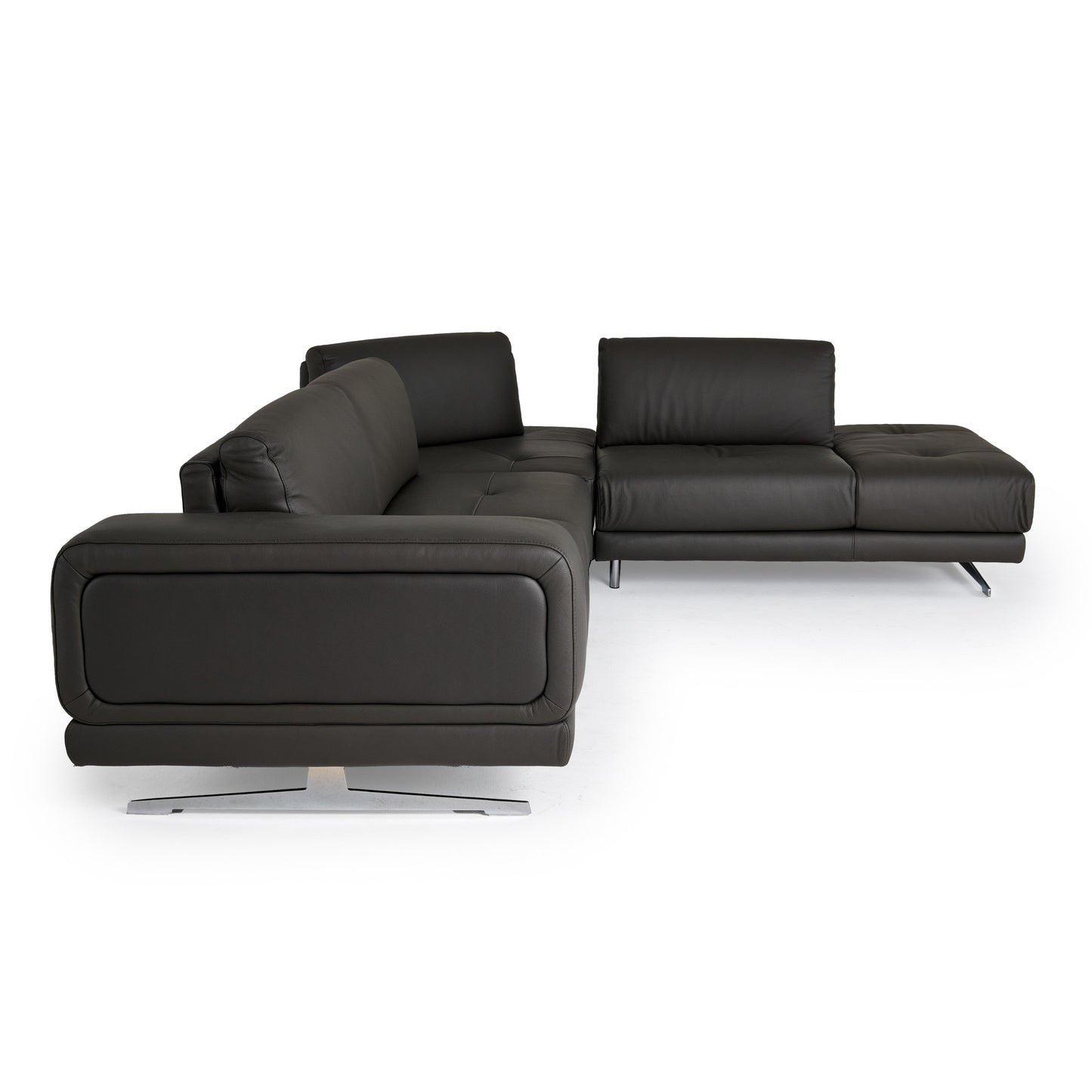 Lamod Italia Mood Italian Grey Leather Right Facing Sectional Sofa