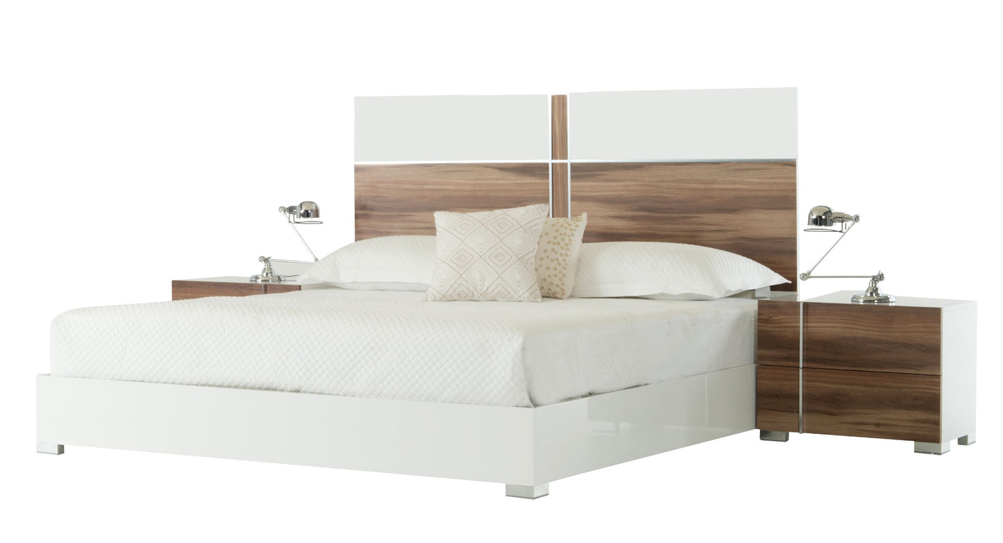 Nova Domus Giovanna Italian Mid-Century White and Cherry Bed