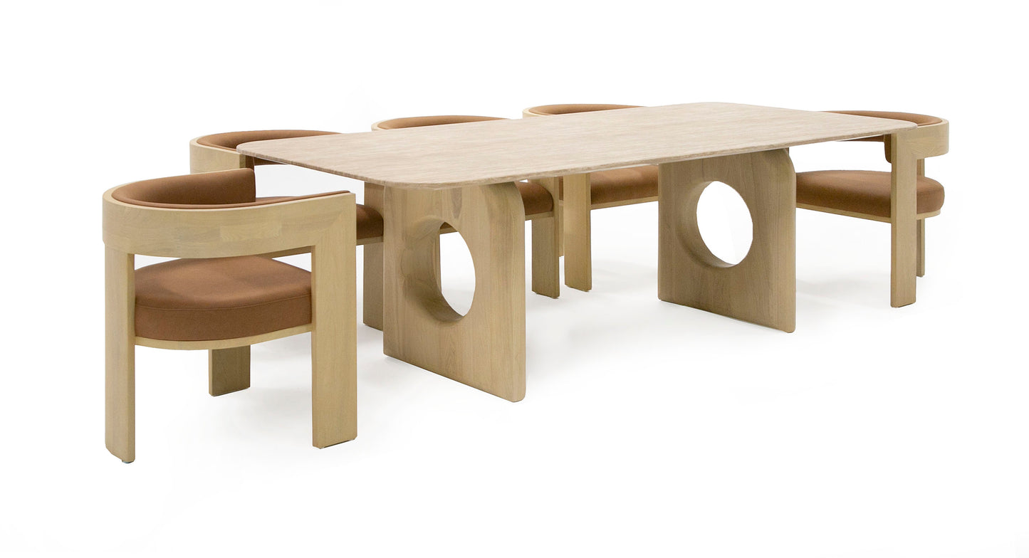 Nova Domus Osaka Modern Faux Marble and Natural Ash Dining Table