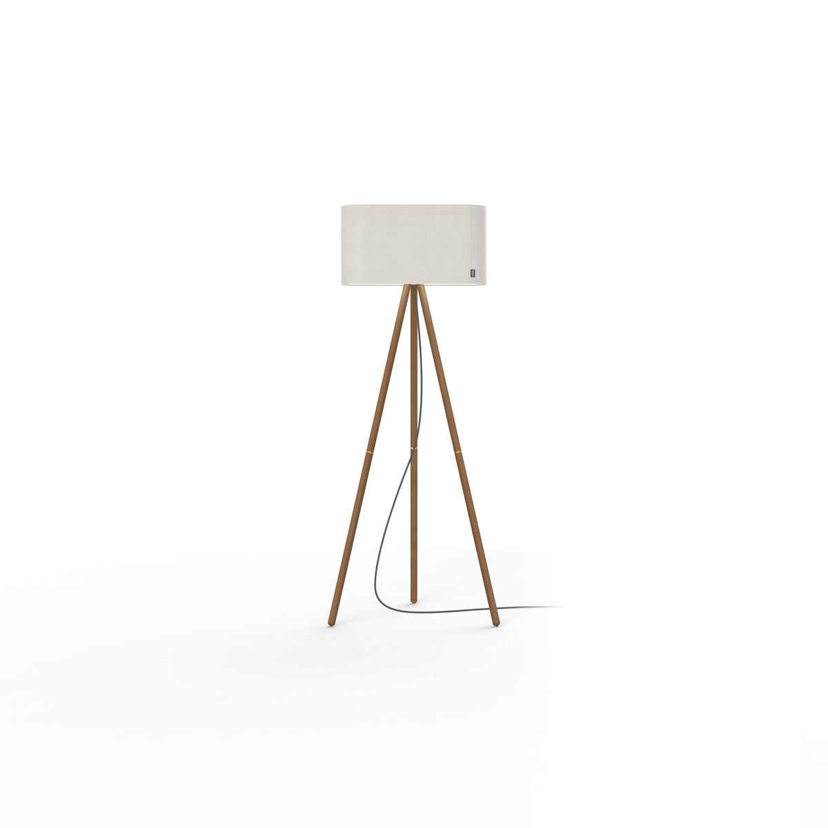 Pablo Belmont Floor Lamp in White Shade with Walnut Base