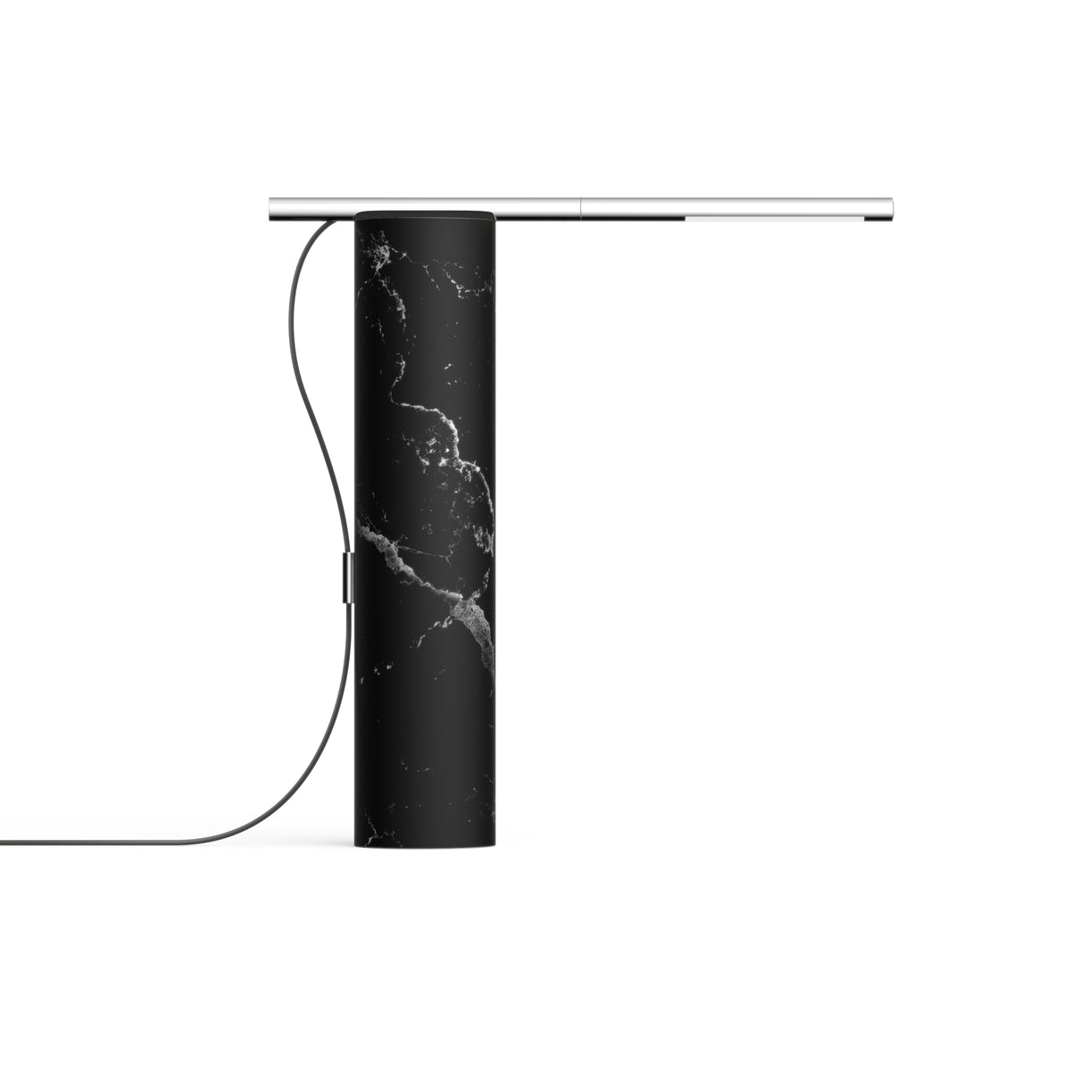 Pablo T.O Marble LED Table Lamp in Marquina Black, Chrome
