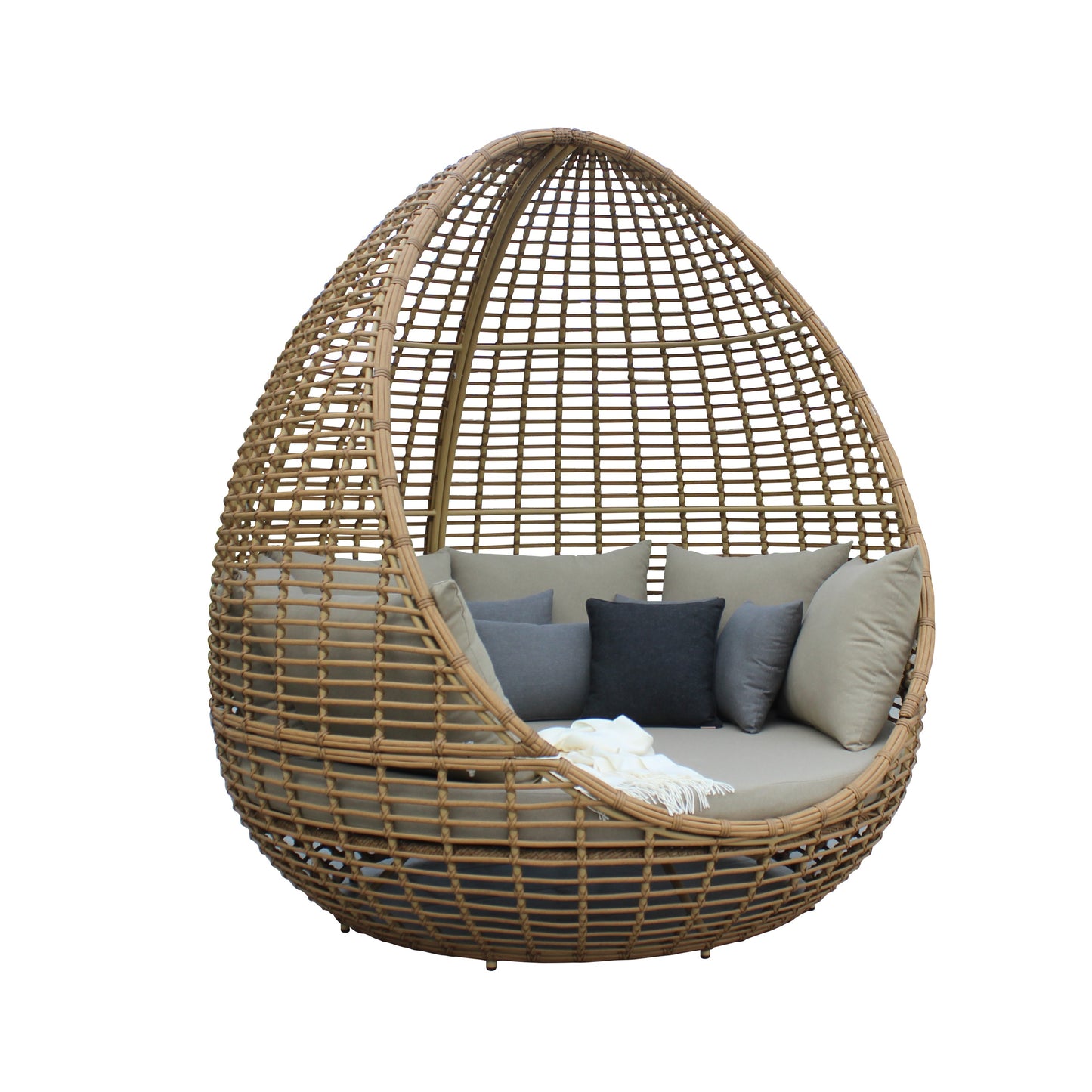 Renava Cocoon Outdoor Beige and Wicker Lounge Bed