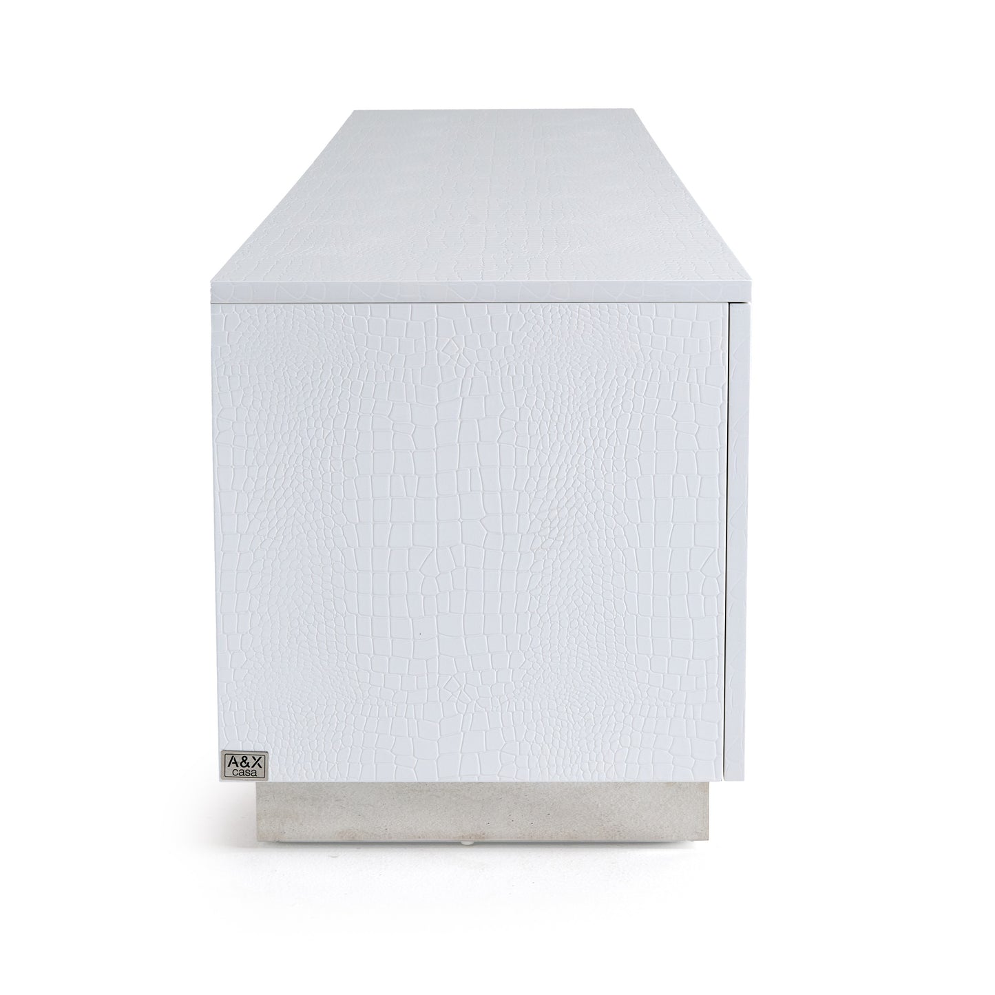 A&X Skyline Modern White Crocodile TV Stand