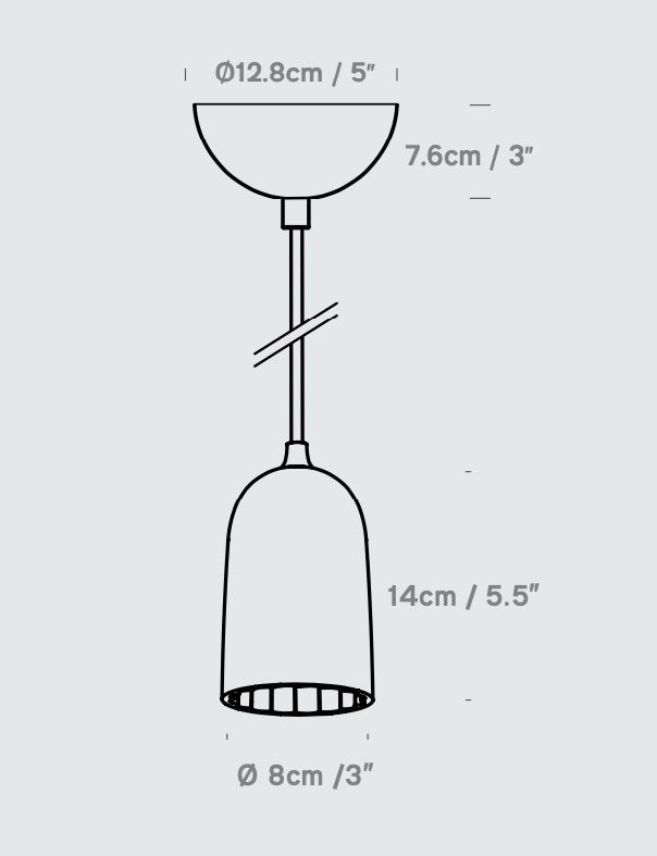 Innermost Doric 8 mini pendant light by James Bartlett – dimension drawing