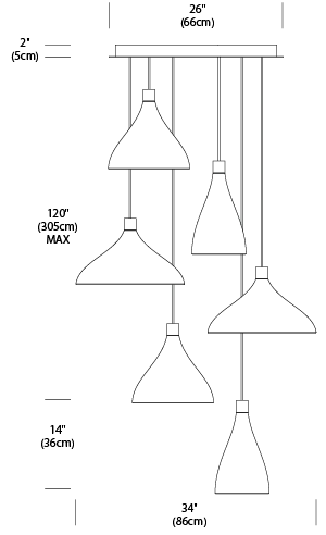 Pablo Designs Swell 6 Light Chandelier