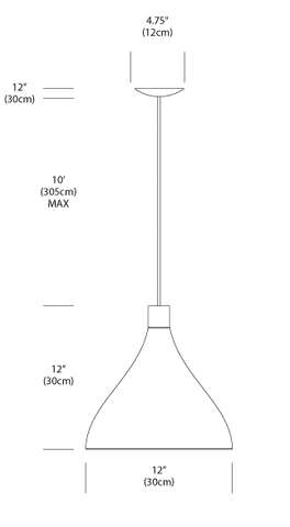 Pablo Designs Swell Single Medium Pendant Light side view showing engineering and proportions
