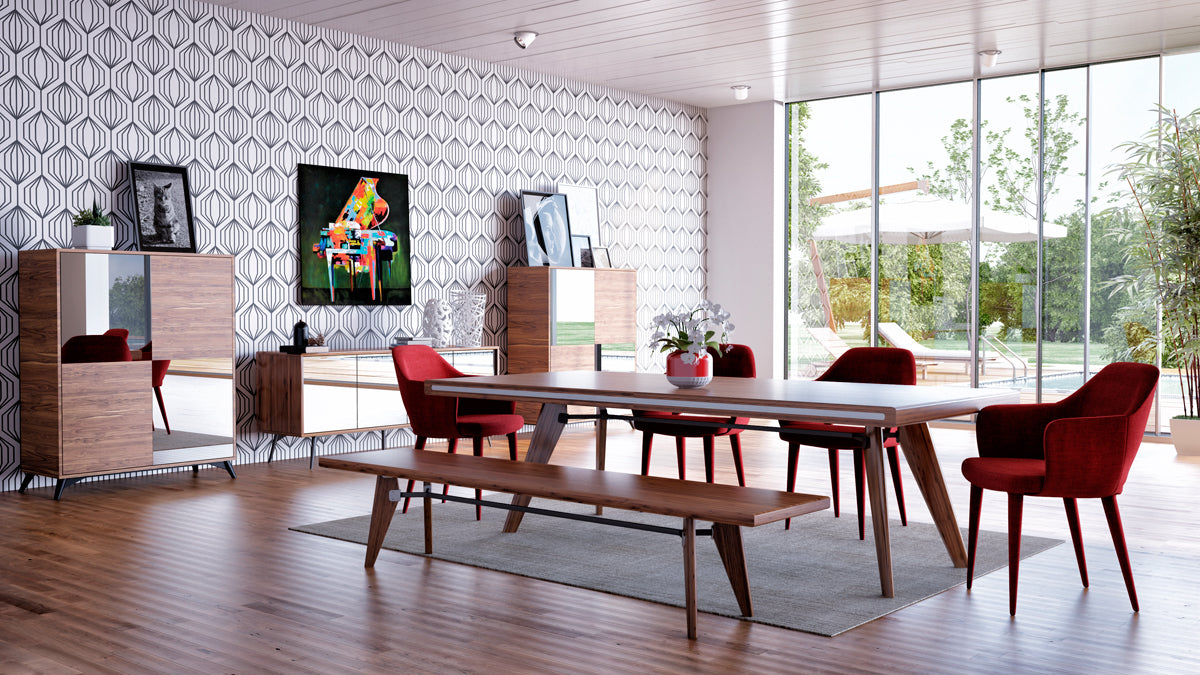 Modrest Kennedy Mid-Century Walnut Dining Table