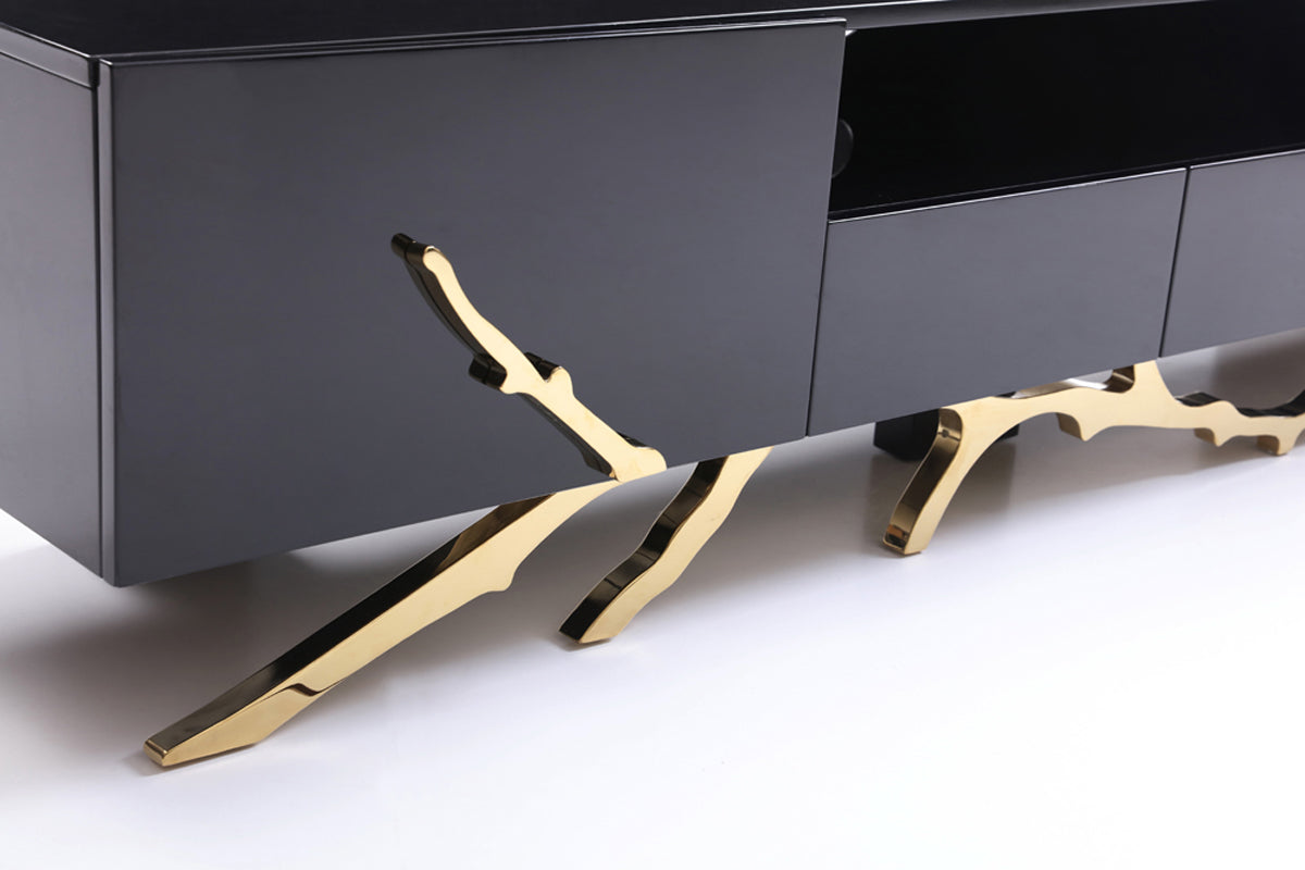 Modrest Legend Modern Black and Gold 79-inch TV Stand