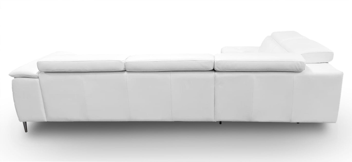 Lamod Italia Viola Italian Contemporary White Leather Left Facing Sectional Sofa