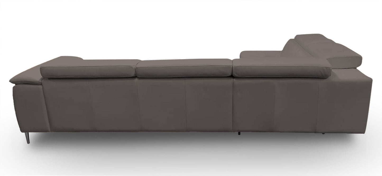 Lamod Italia Viola Italian Contemporary Grey Leather Left Facing Sectional Sofa