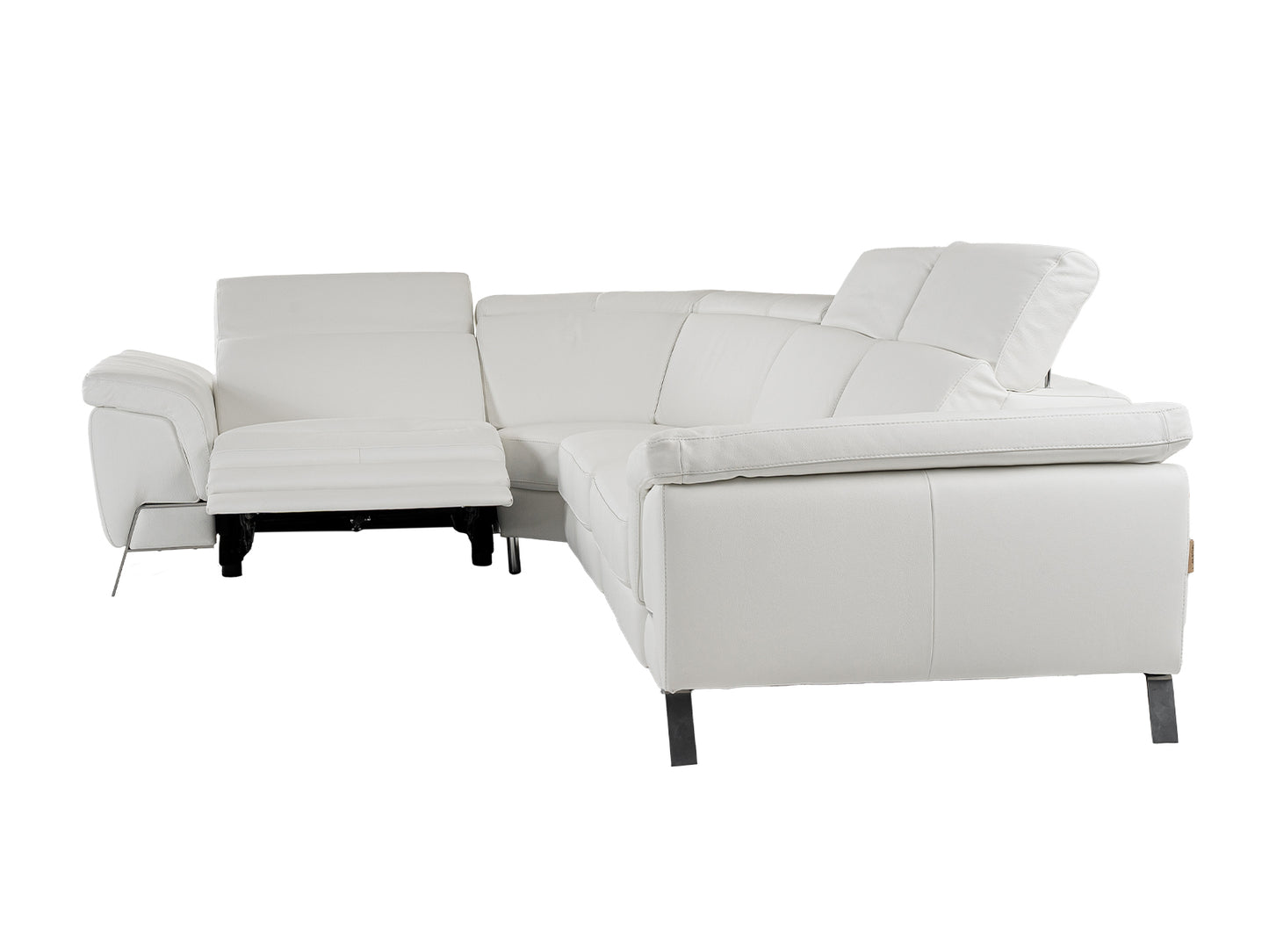 Lamod Italia Wonder Italian Modern White Leather Sectional Sofa with Recliners