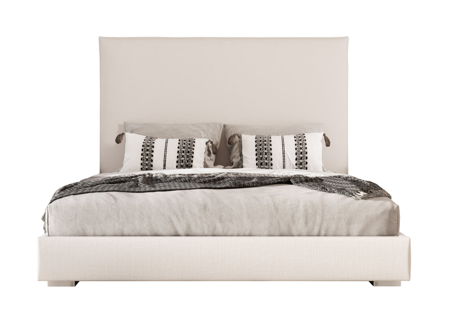 Nova Domus Sogno Italian Modern Beige Fabric High Headboard Bed