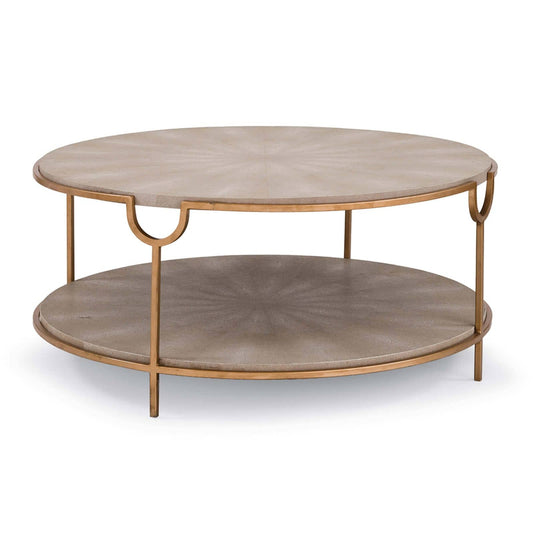 Regina Andrew Vogue Shagreen Cocktail Table in Ivory Grey and Brass