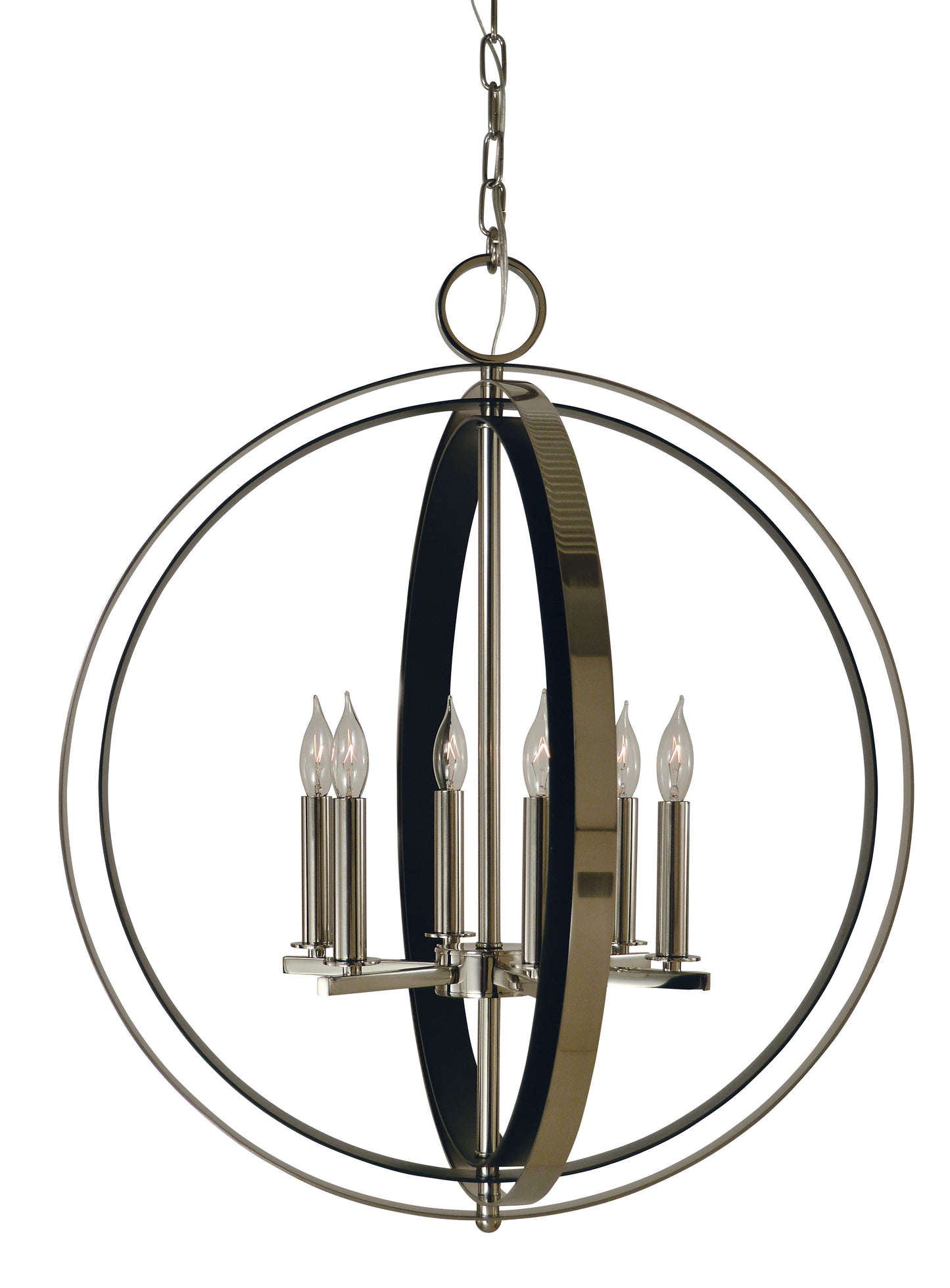 Framburg 6-Light Polished Nickel Matte Black Constellation Pendant 4655-PN-MBLACK