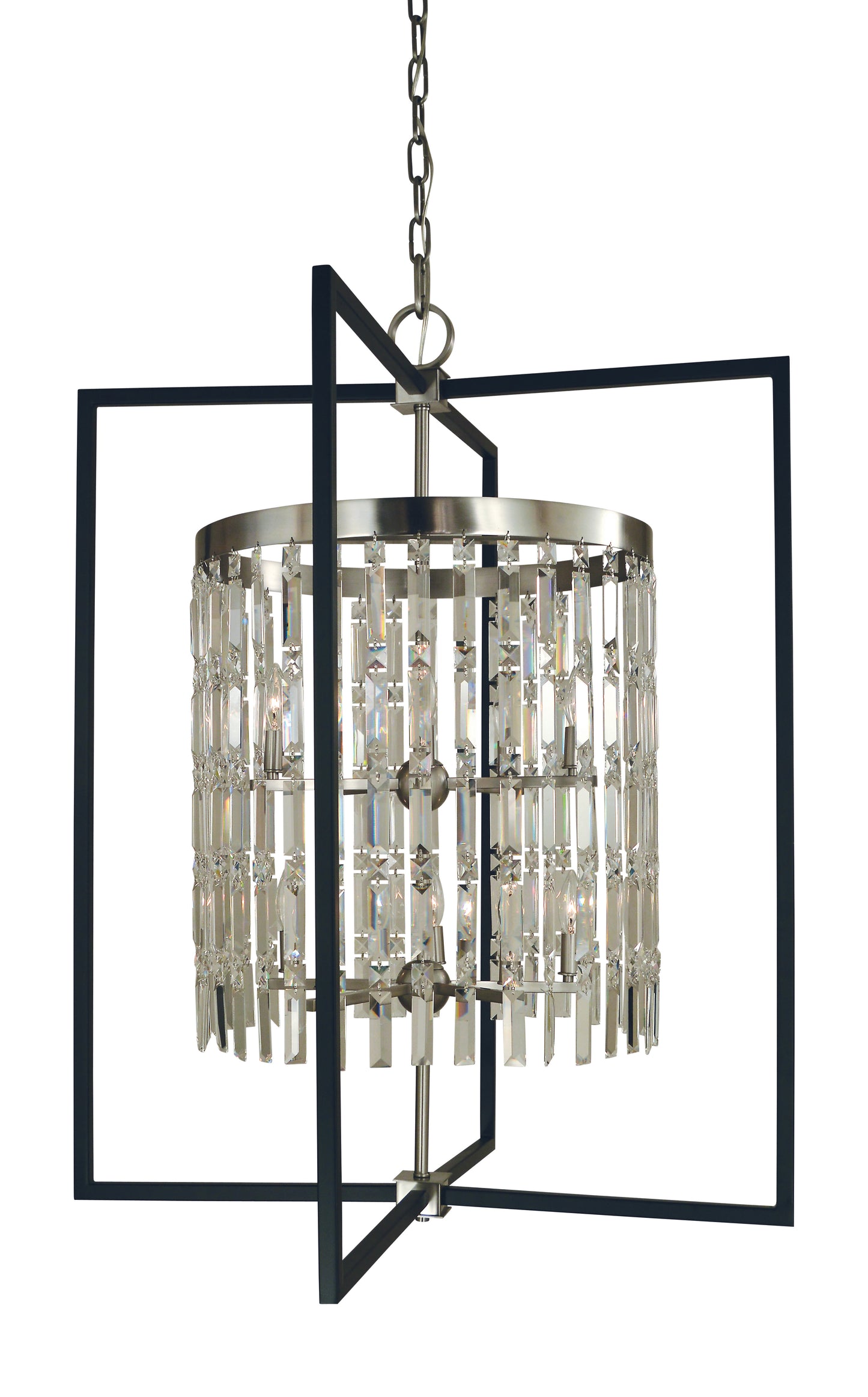 Framburg 10-Light Brushed Brass Matte Black Hannah Foyer Chandelier 5338-BR-MBLACK