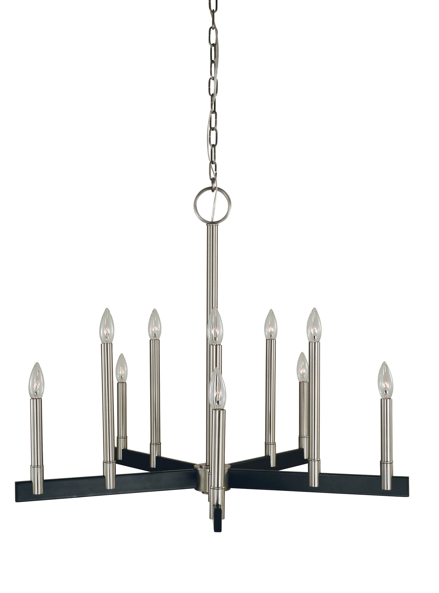 Framburg 10-Light Brushed Nickel Matte Black Jessica Dining Chandelier 5358-BN-MBLACK