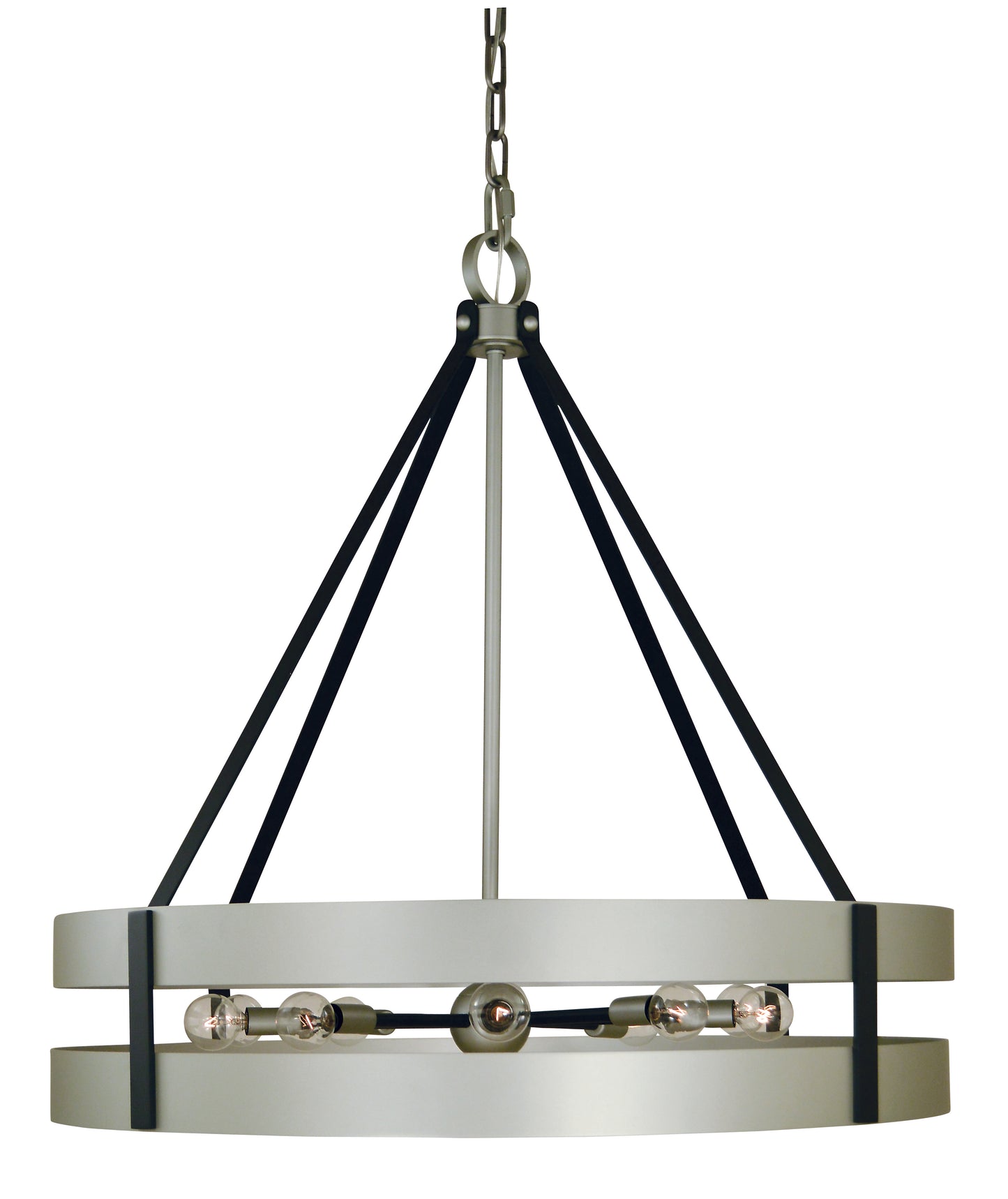 Framburg 10-Light Satin Pewter Matte Black Orion Dining Chandelier 5388-SP-MBLACK