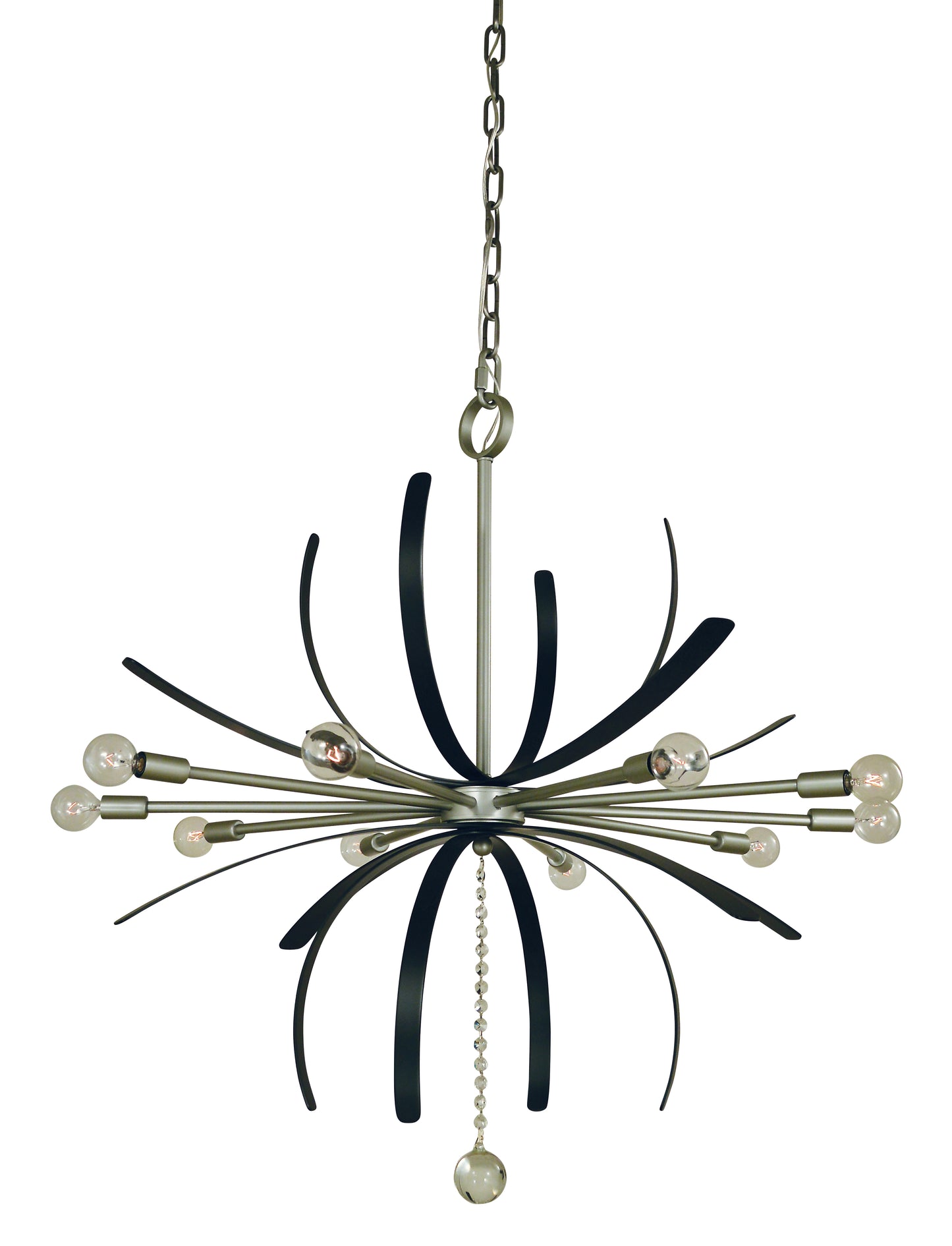 Framburg 10-Light Satin Pewter Matte Black Accents Victoria Chandelier 5432-SP-MBLACK