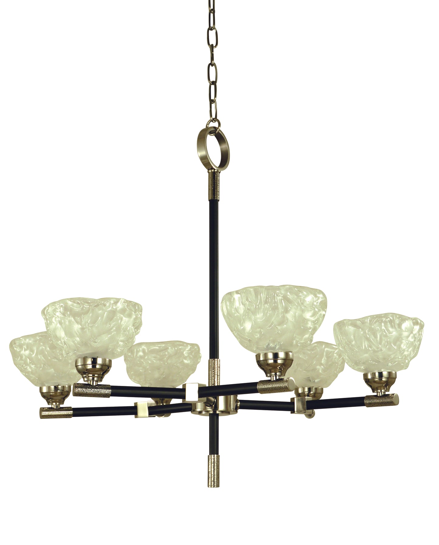 Framburg 5-Light Polished Nickel Matte Black Accents Dining Chandelier 5696-PN-MBLACK