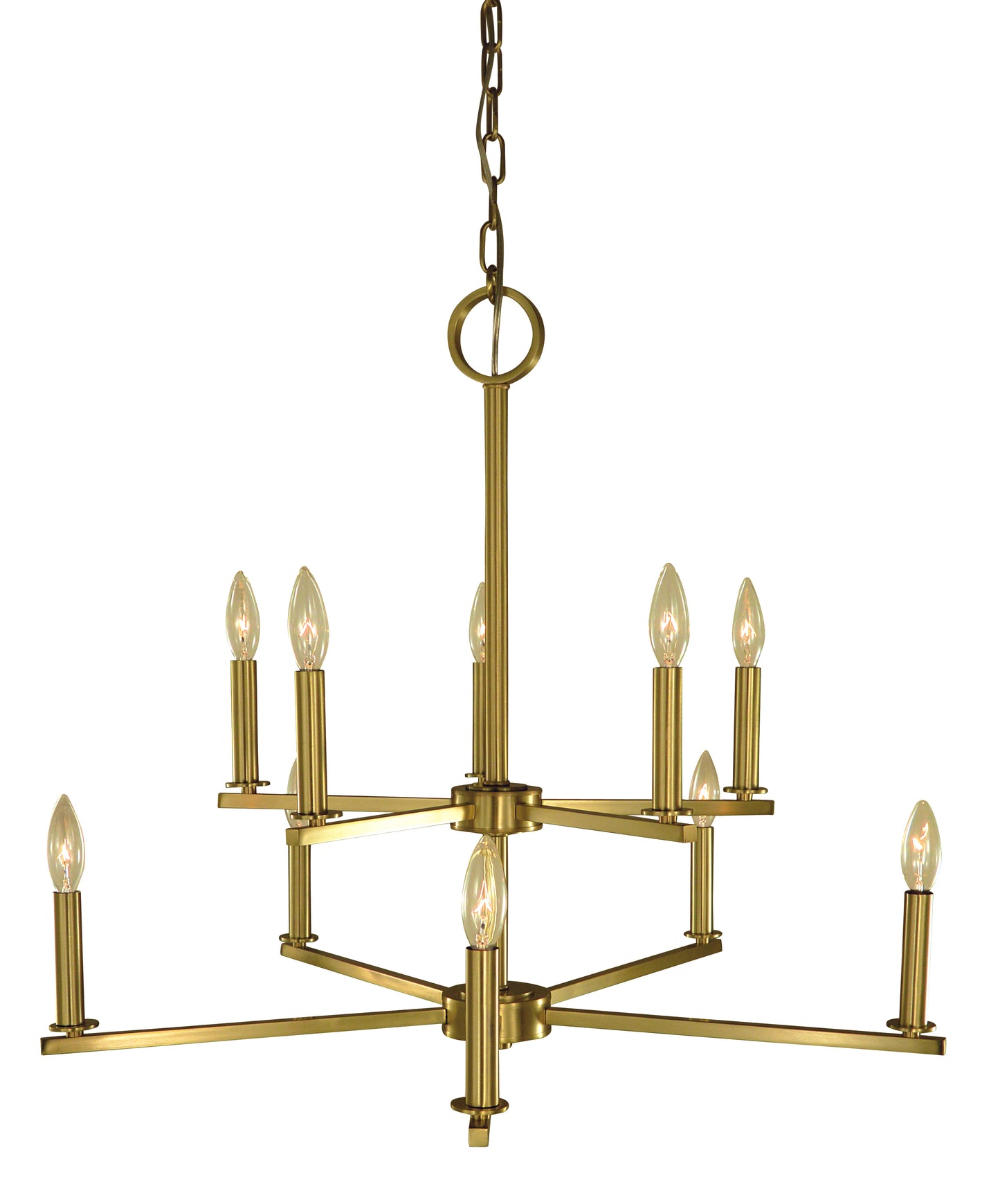 Framburg 10-Light Bushed Brass Evelyn Dining Chandelier 5760-BR