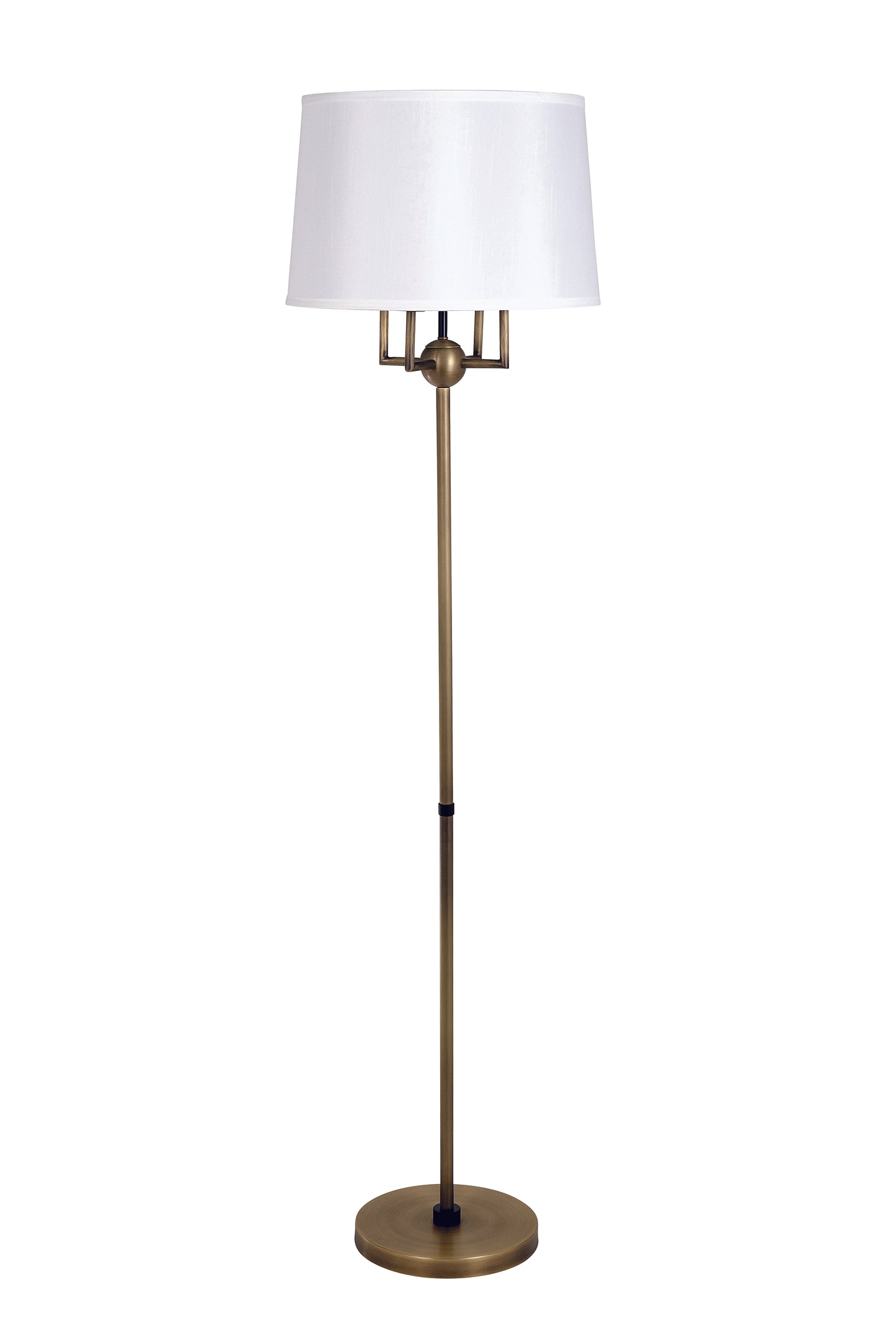 House of Troy Alpine 4-Light Cluster Antique Brass Black Floor Lamp White Silk Softback A700-AB-BLK