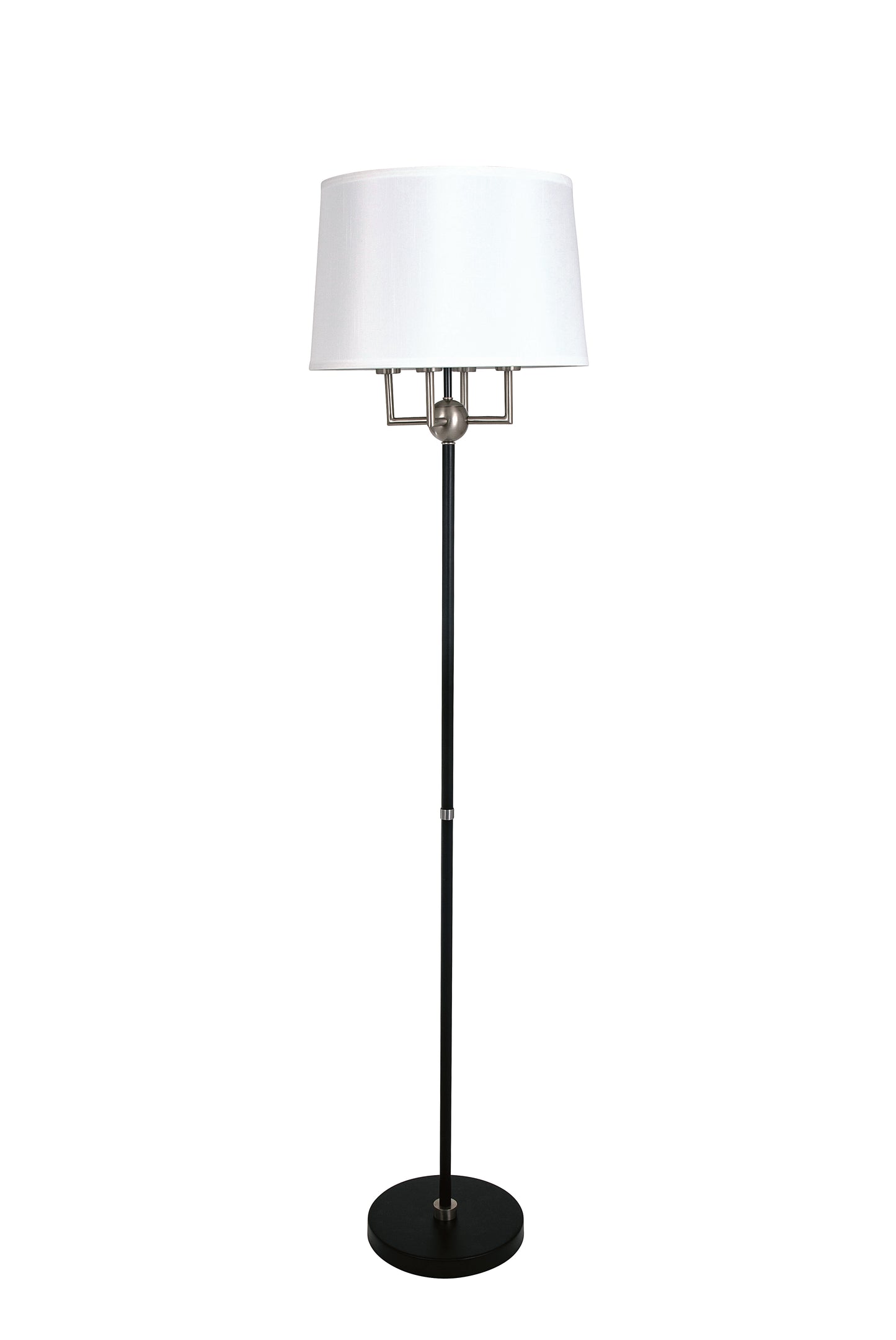 House of Troy Alpine 4-Light Cluster Black Satin Nickel Floor Lamp White Silk Softback A700-BLK-SN