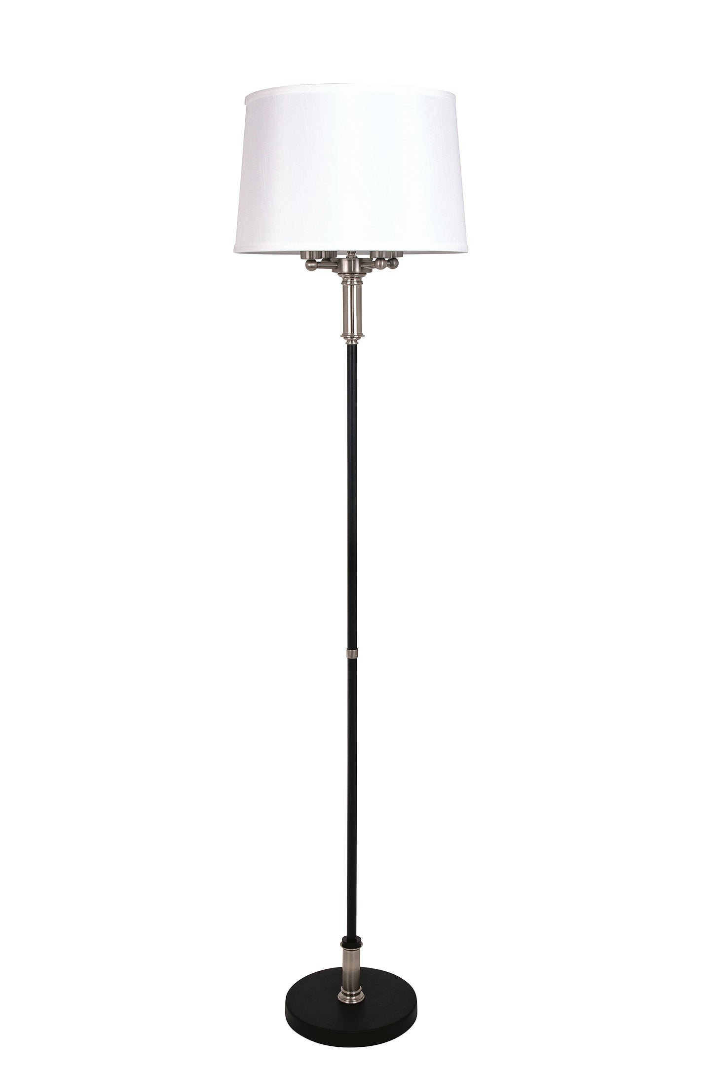 House of Troy Alpine 4-Light Cluster Black Satin Nickel Floor Lamp White Silk Softback A702-BLK-SN